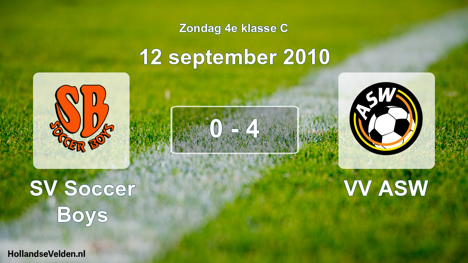 Total number of matches played: SV Soccer Boys - VV ASW 0 - 4 (12 September 2010)