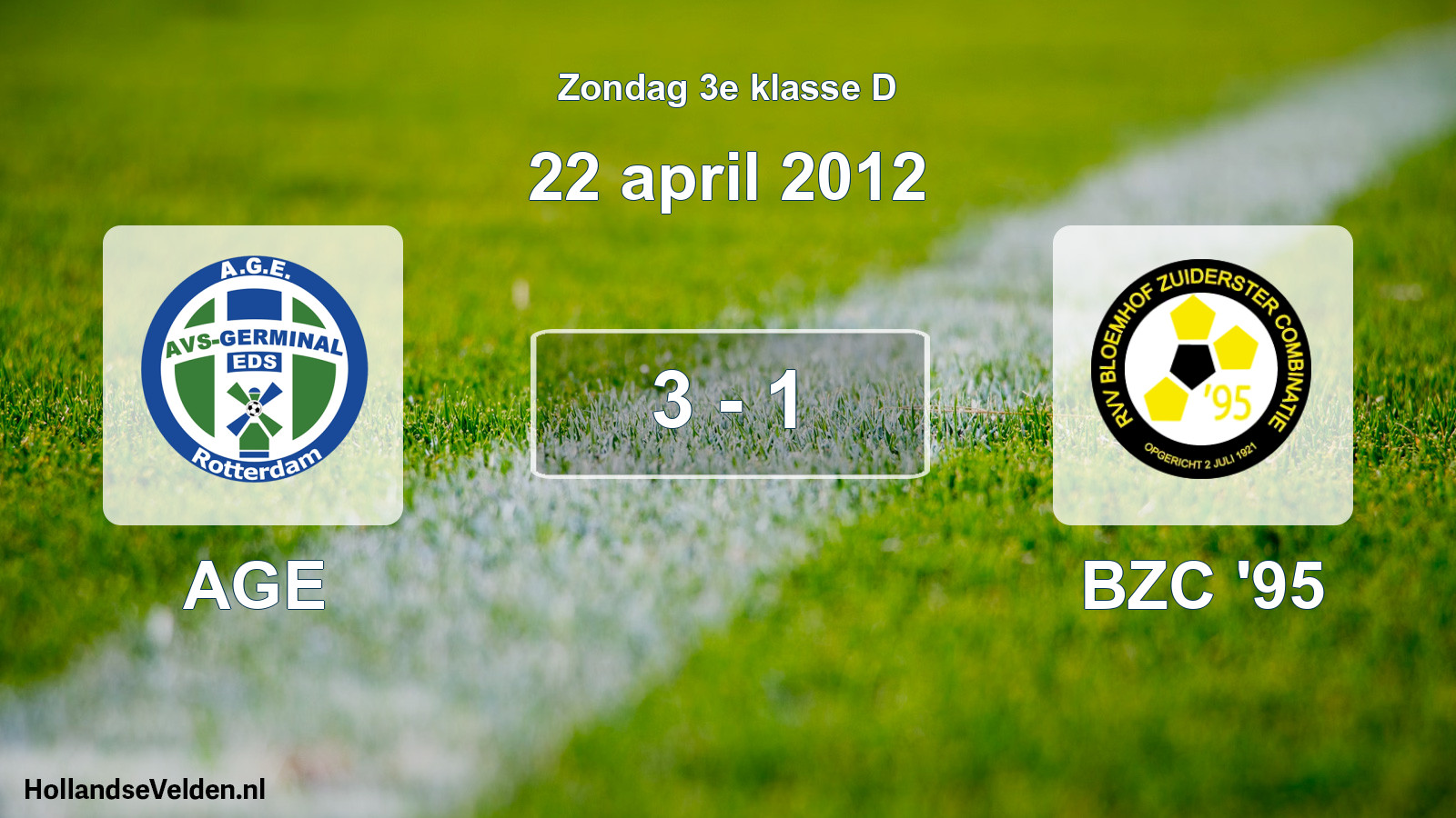 Total number of matches played: AGE - BZC '95 3 - 1 (22 April 2012)
