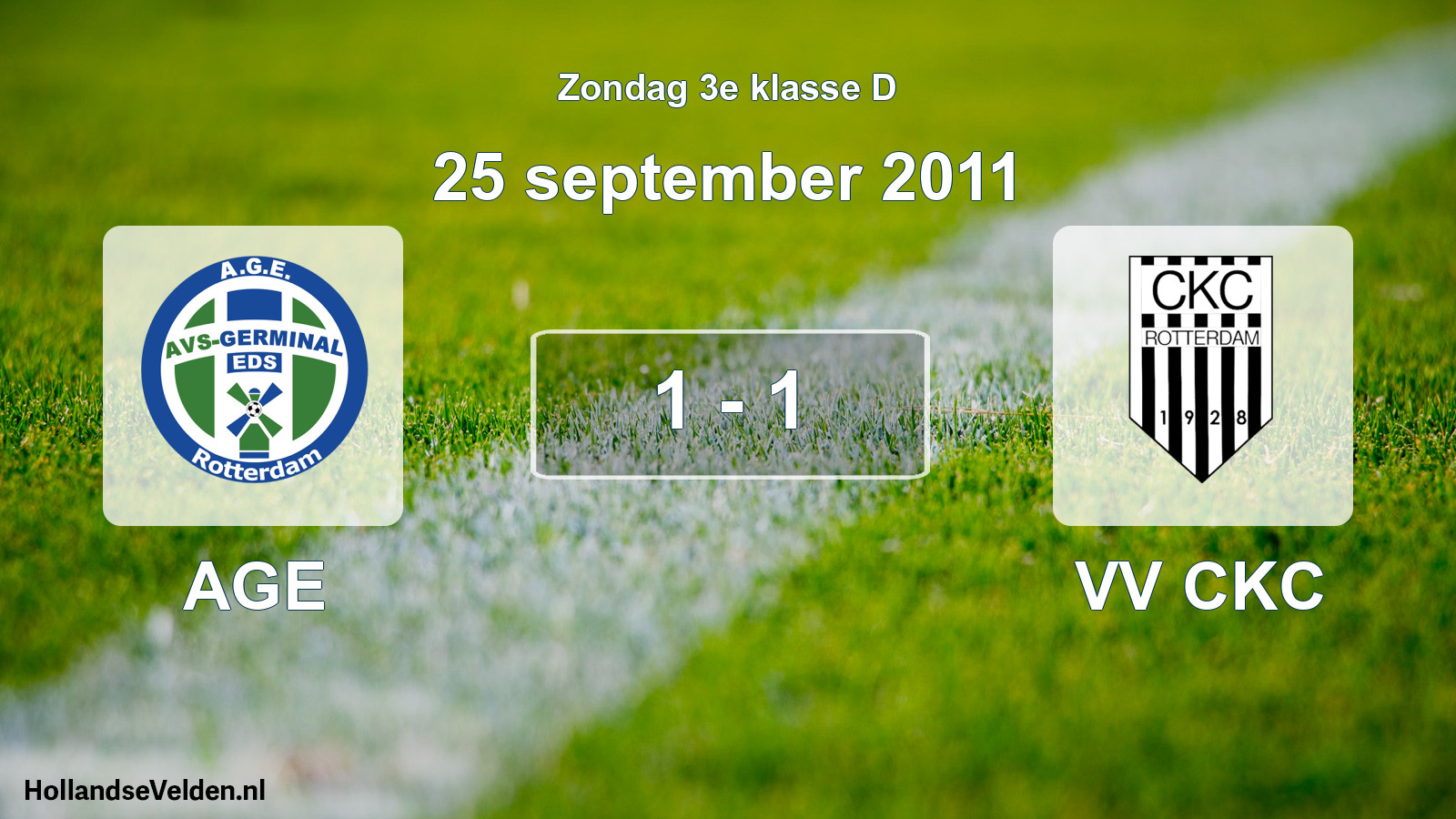 Total number of matches played: AGE - VV CKC 1 - 1 (25 September 2011)