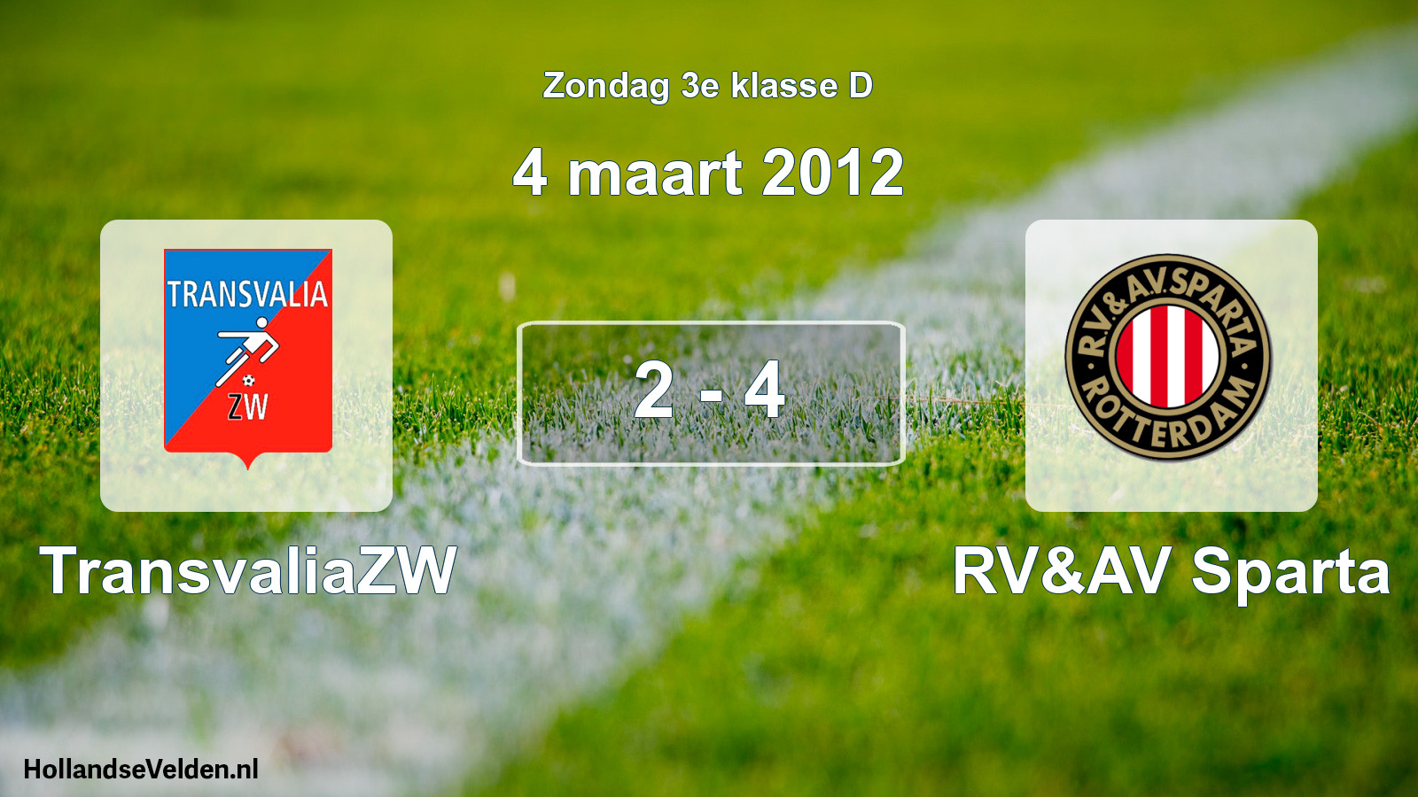 Total number of matches played: TransvaliaZW - RV&AV Sparta 2 - 4 (4 March 2012)