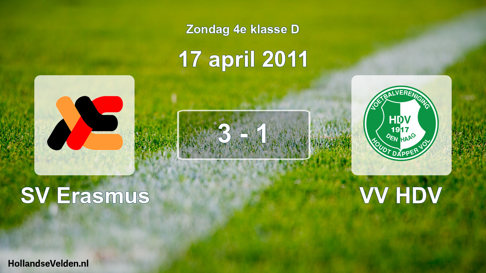 Total number of matches played: SV Erasmus - VV HDV 3 - 1 (17 April 2011)