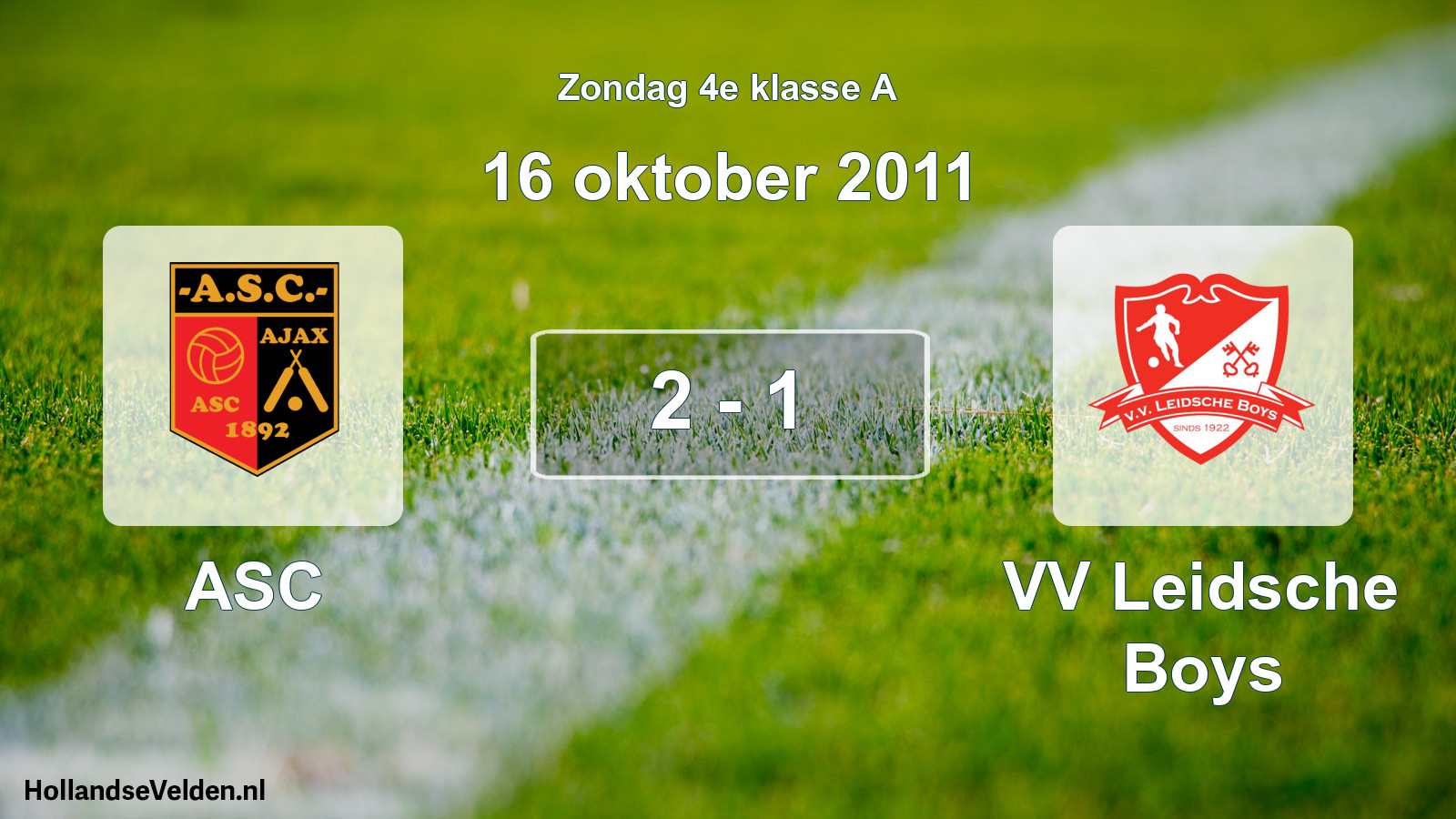 Total number of matches played: ASC - VV Leidsche Boys 2 - 1 (16 October 2011)