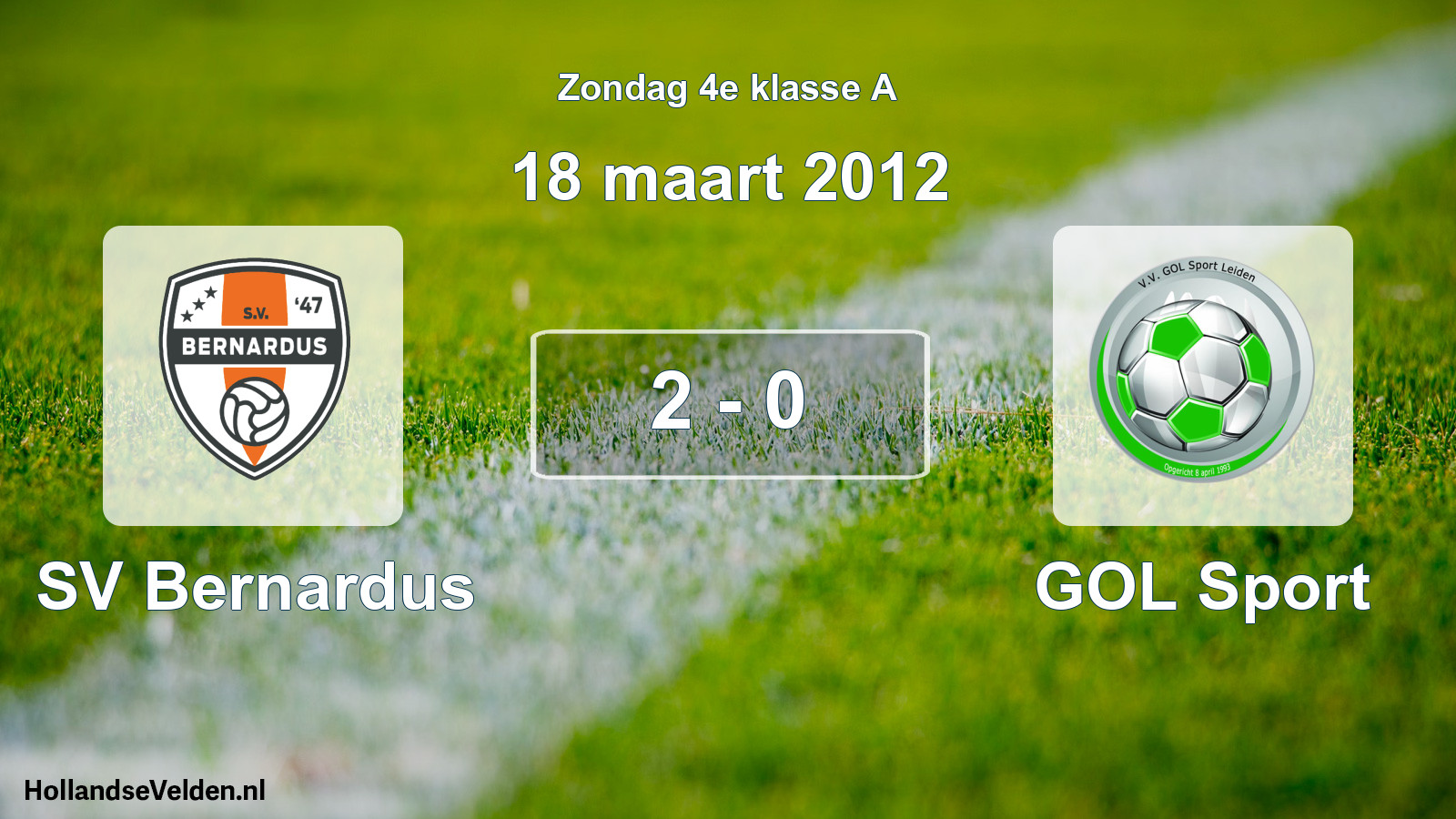 Total number of matches played: SV Bernardus - GOL Sport 2 - 0 (18 March 2012)