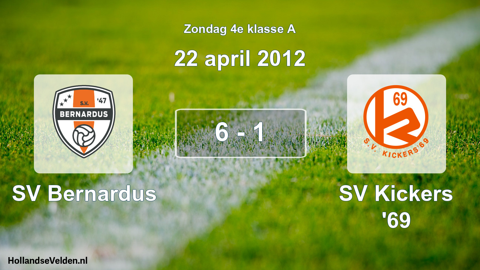 Total number of matches played: SV Bernardus - SV Kickers '69 6 - 1 (22 April 2012)