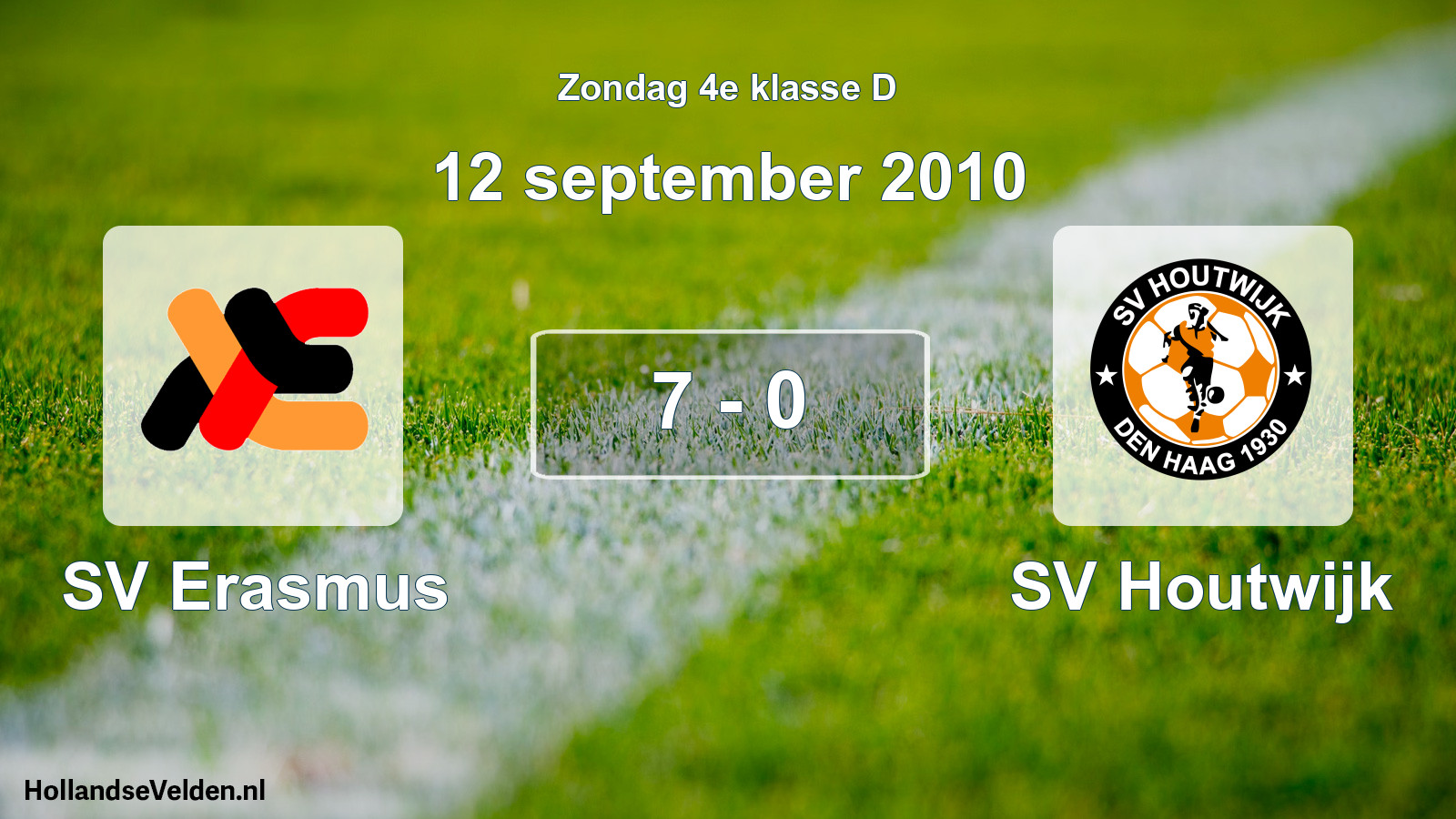 Total number of matches played: SV Erasmus - SV Houtwijk 7 - 0 (12 September 2010)