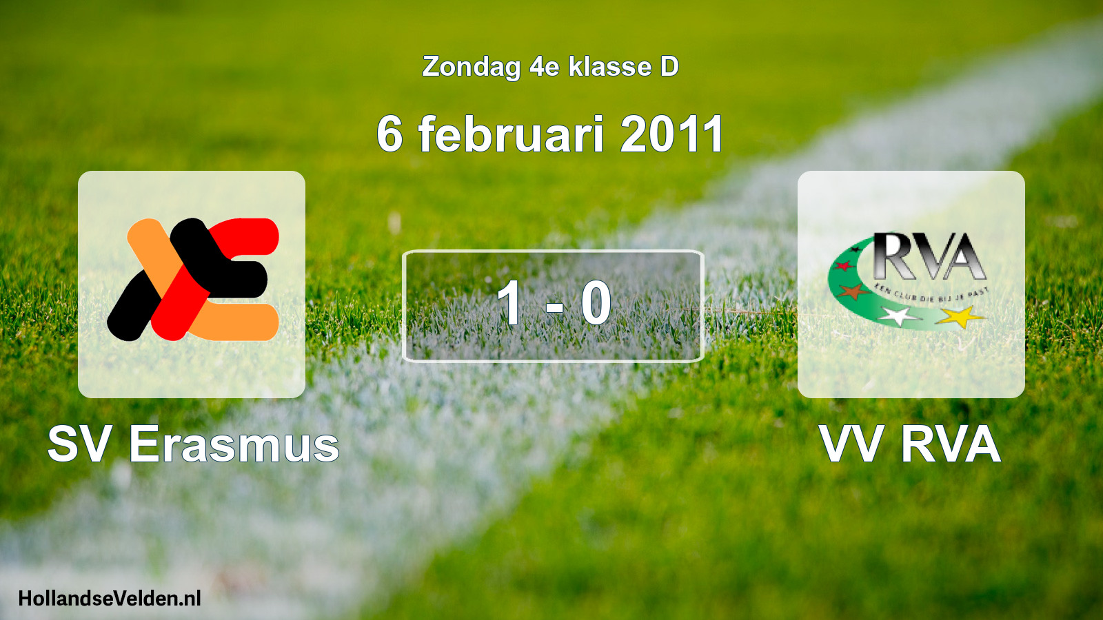 Total number of matches played: SV Erasmus - VV RVA 1 - 0 (6 February 2011)