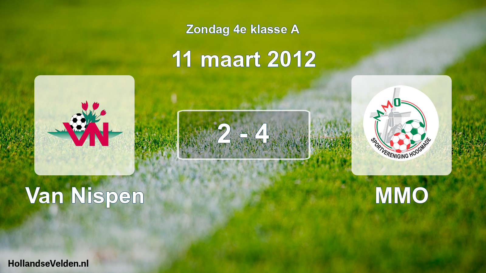 Total number of matches played: Van Nispen - MMO 2 - 4 (11 March 2012)