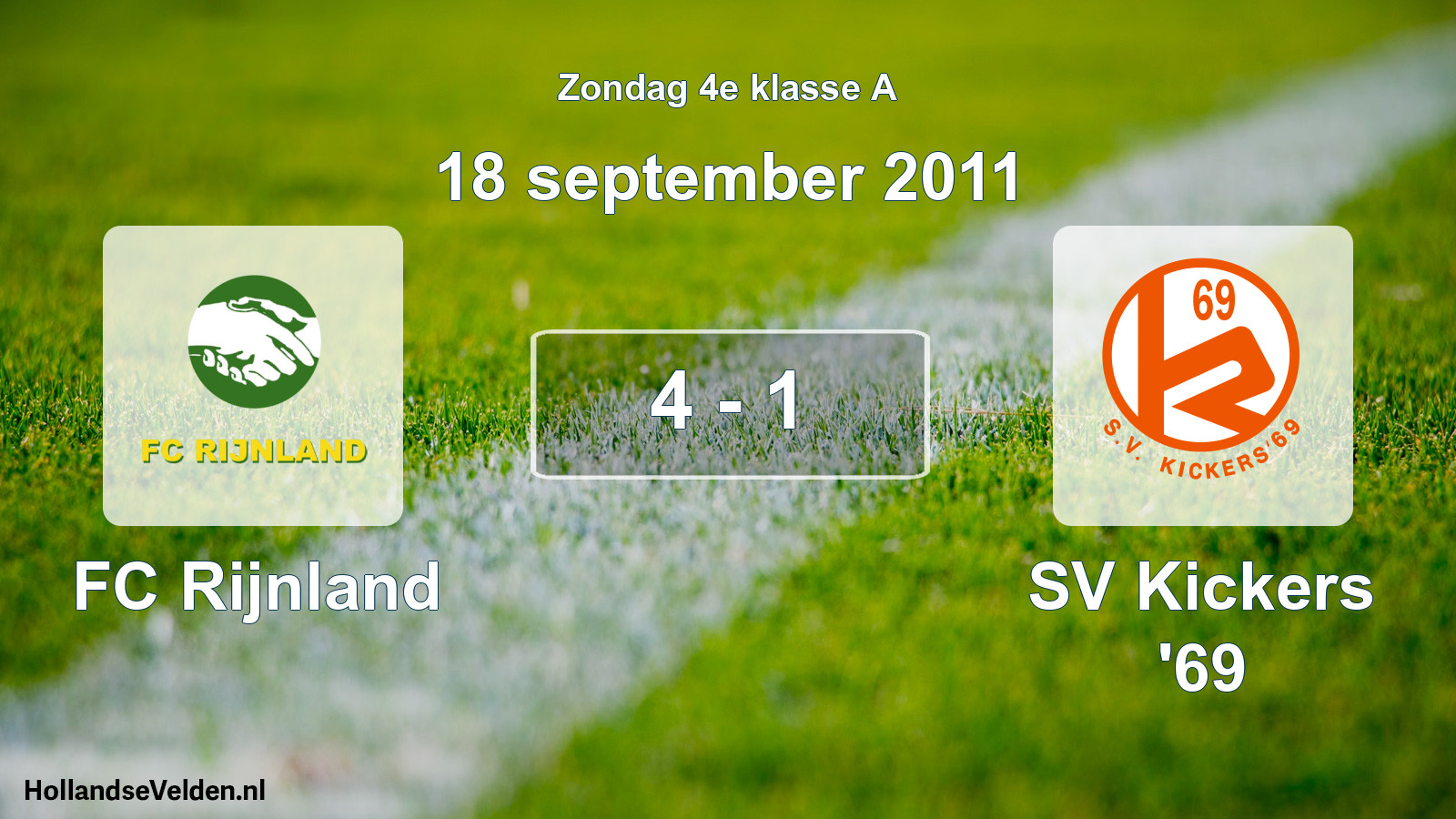 Total number of matches played: FC Rijnland - SV Kickers '69 4 - 1 (18 September 2011)