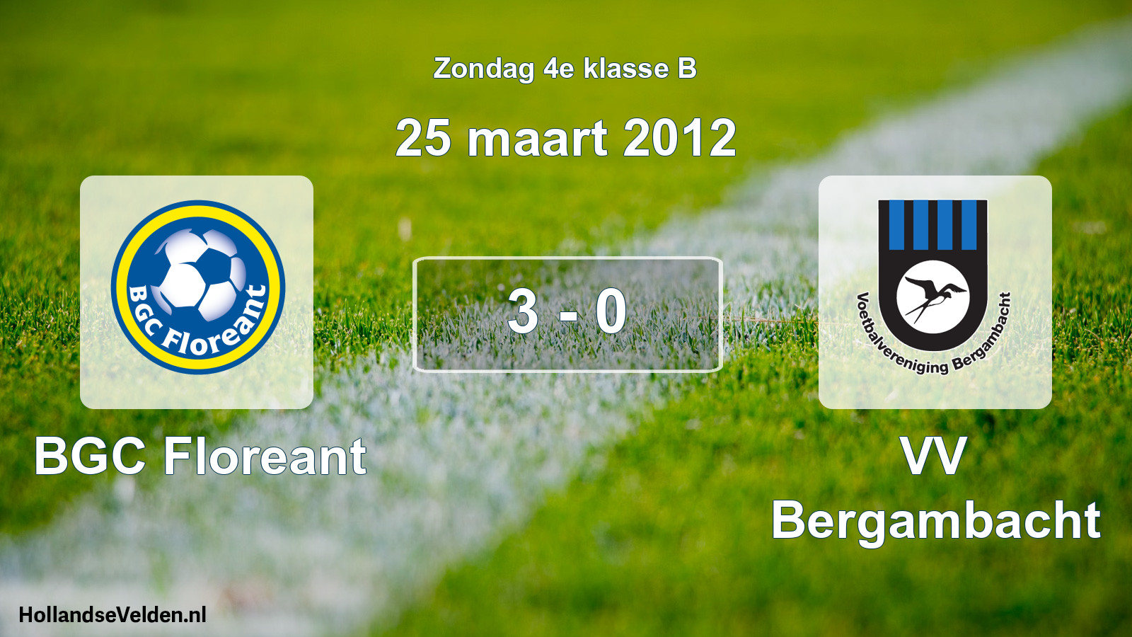 Total number of matches played: BGC Floreant - VV Bergambacht 3 - 0 (25 March 2012)