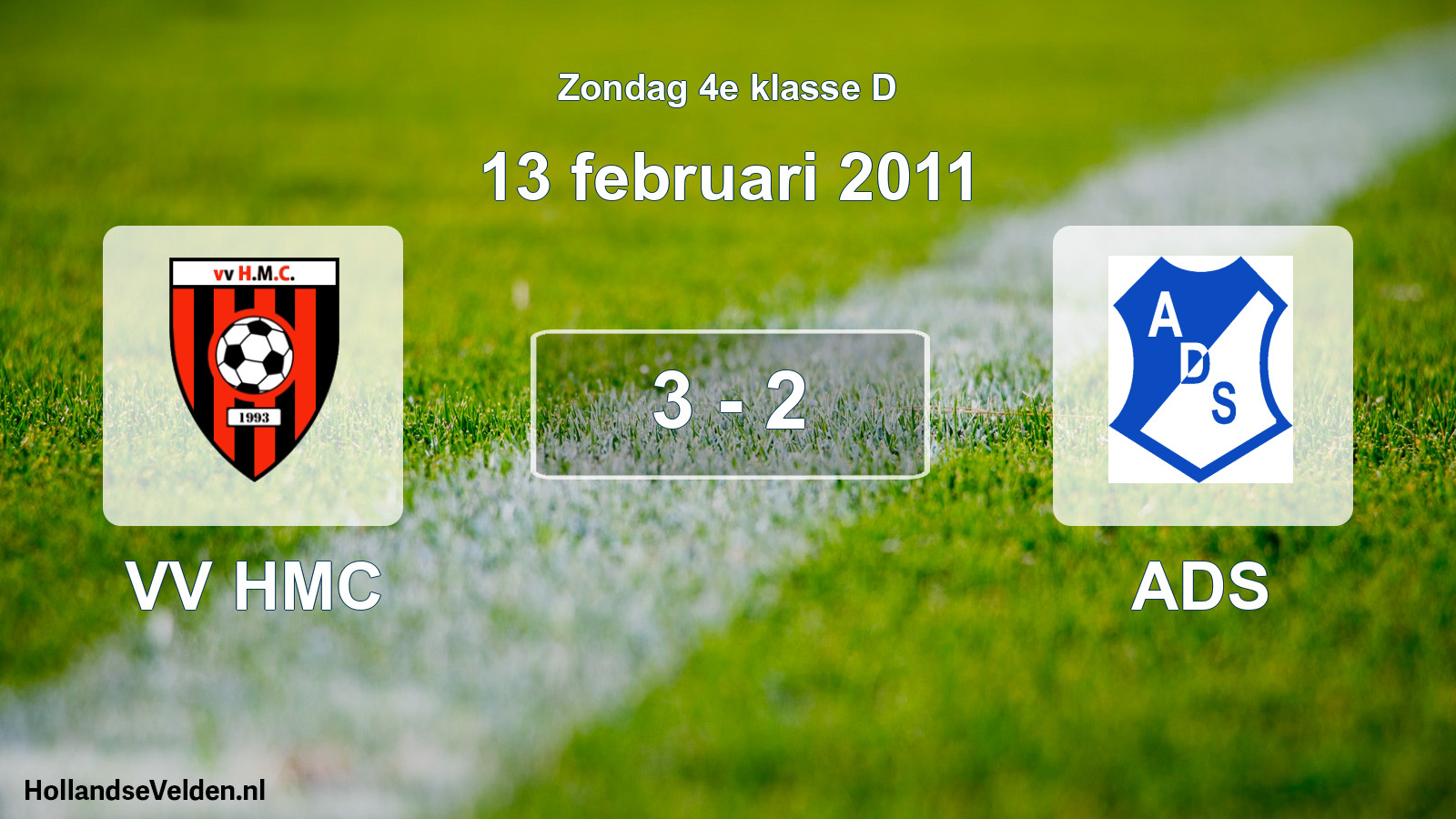 Total number of matches played: VV HMC - ADS 3 - 2 (13 February 2011)