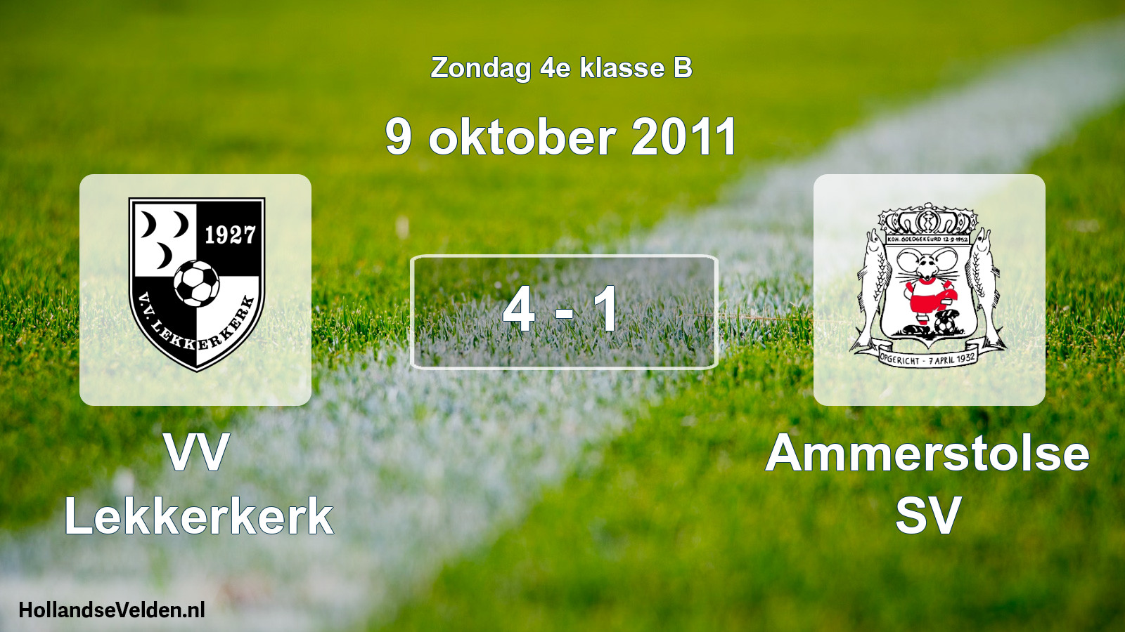 Total number of matches played: VV Lekkerkerk - Ammerstolse SV 4 - 1 (9 October 2011)