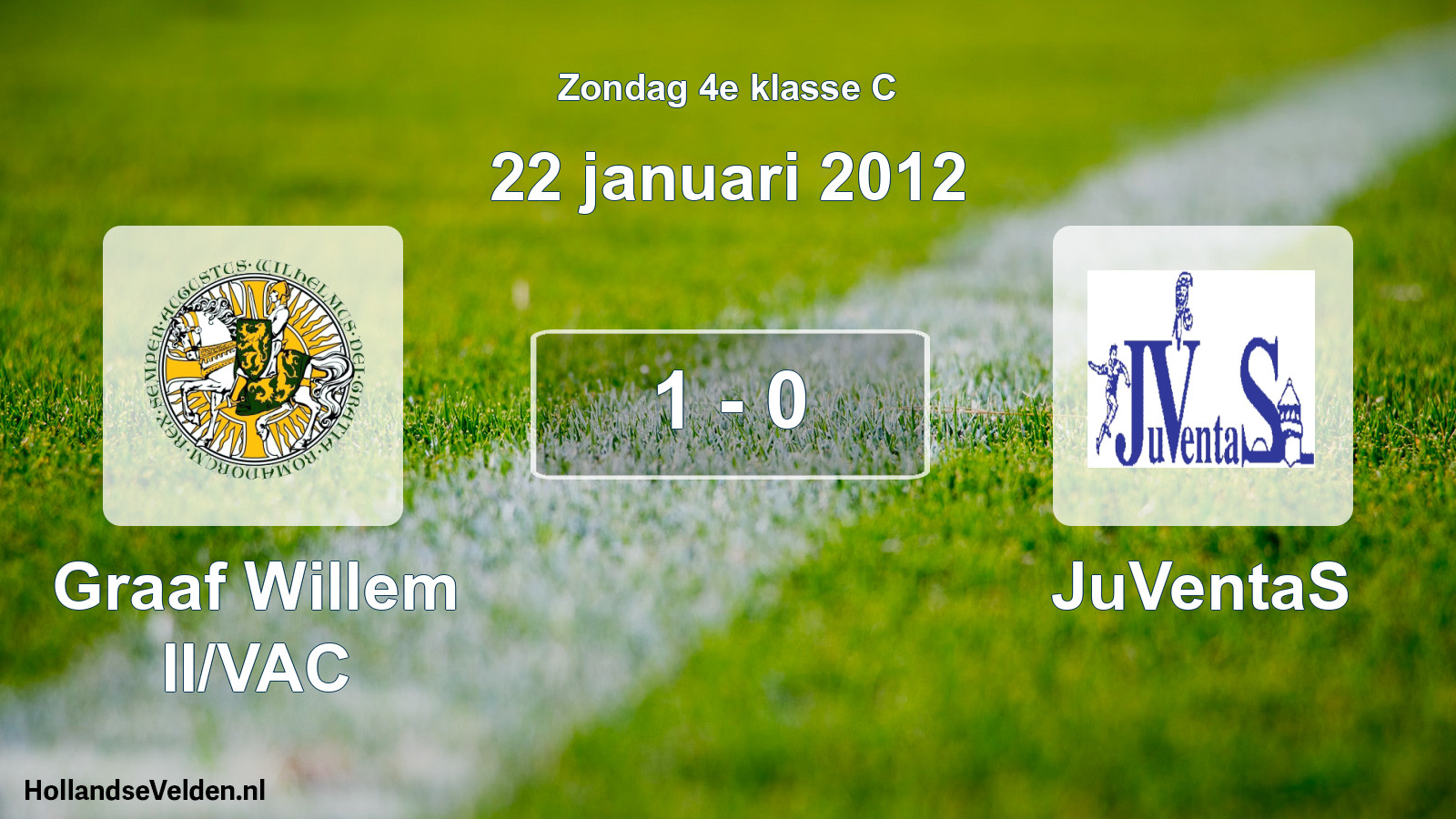 Total number of matches played: Graaf Willem II/VAC - JuVentaS 1 - 0 (22 January 2012)