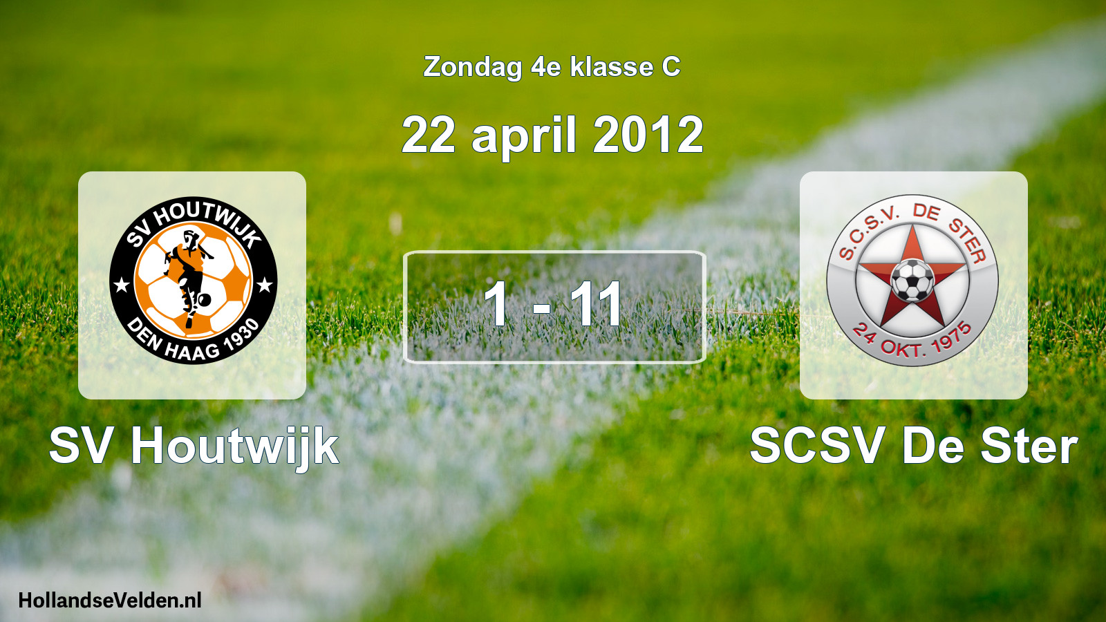 Total number of matches played: SV Houtwijk - SCSV De Ster 1 - 11 (22 April 2012)
