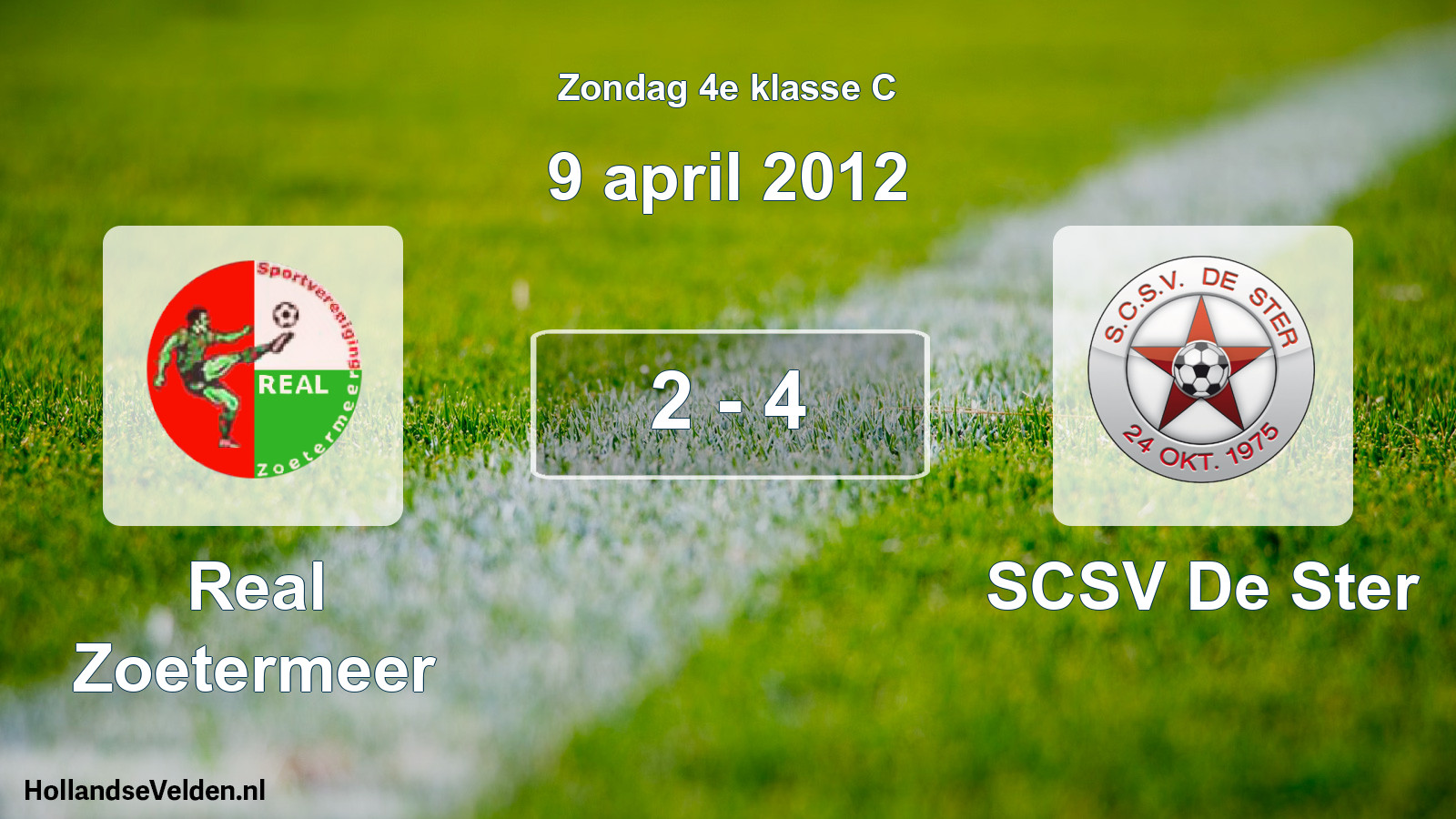 Total number of matches played: Real Zoetermeer - SCSV De Ster 2 - 4 (9 April 2012)
