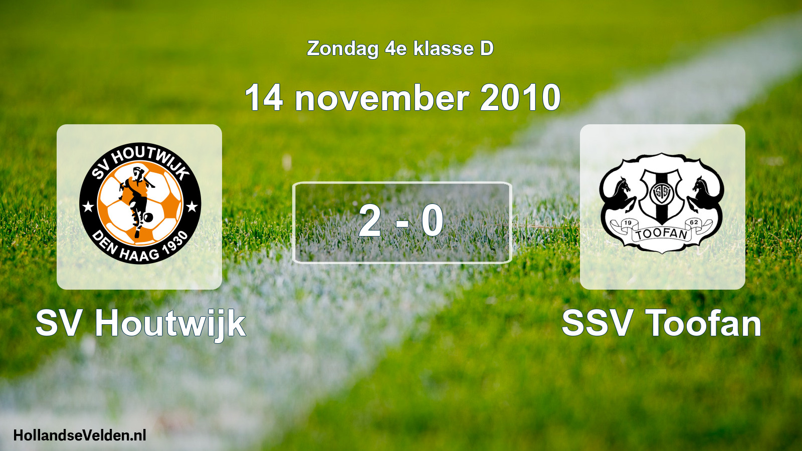 Total number of matches played: SV Houtwijk - SSV Toofan 2 - 0 (14 November 2010)