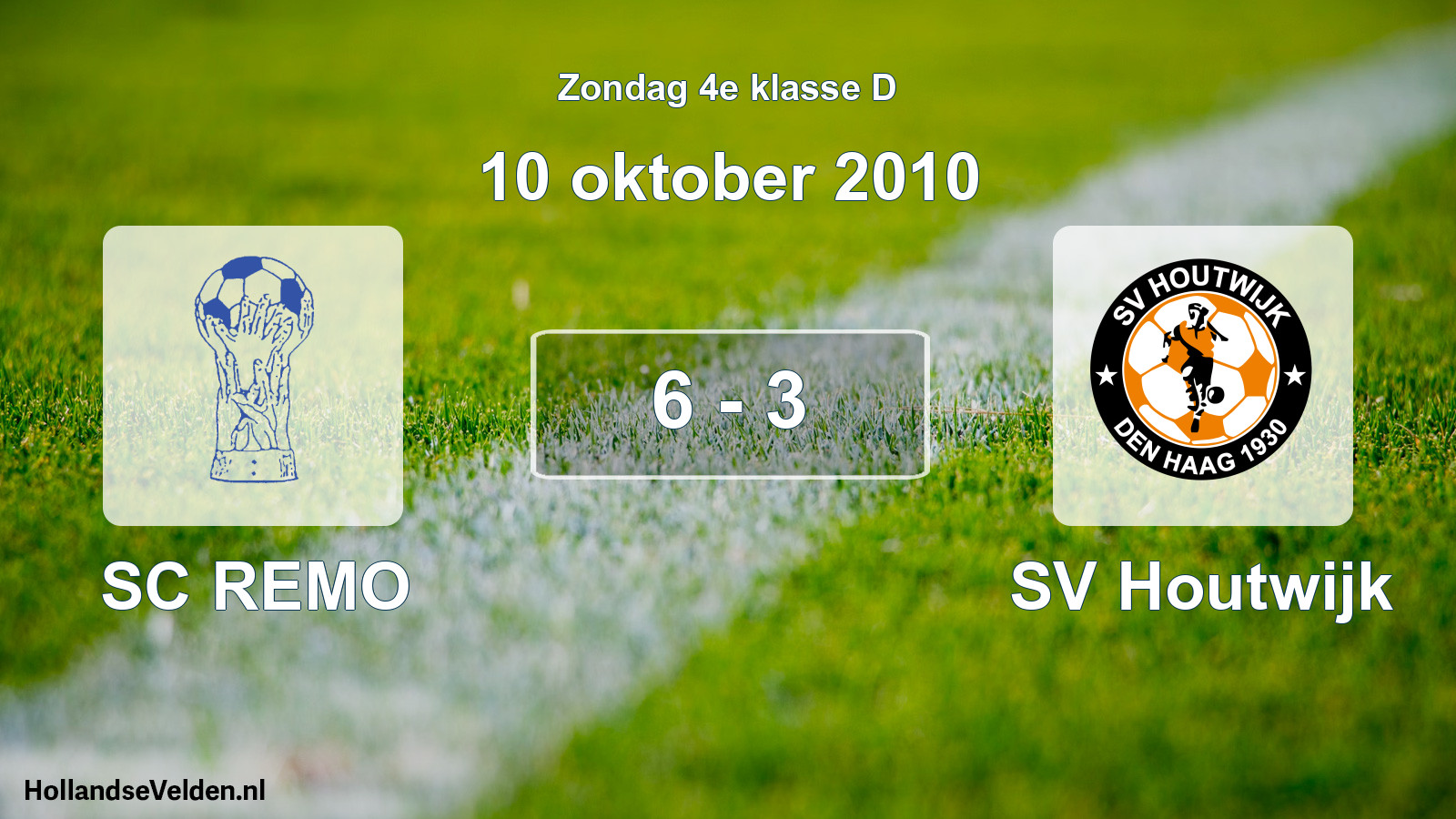 Total number of matches played: SC REMO - SV Houtwijk 6 - 3 (10 October 2010)