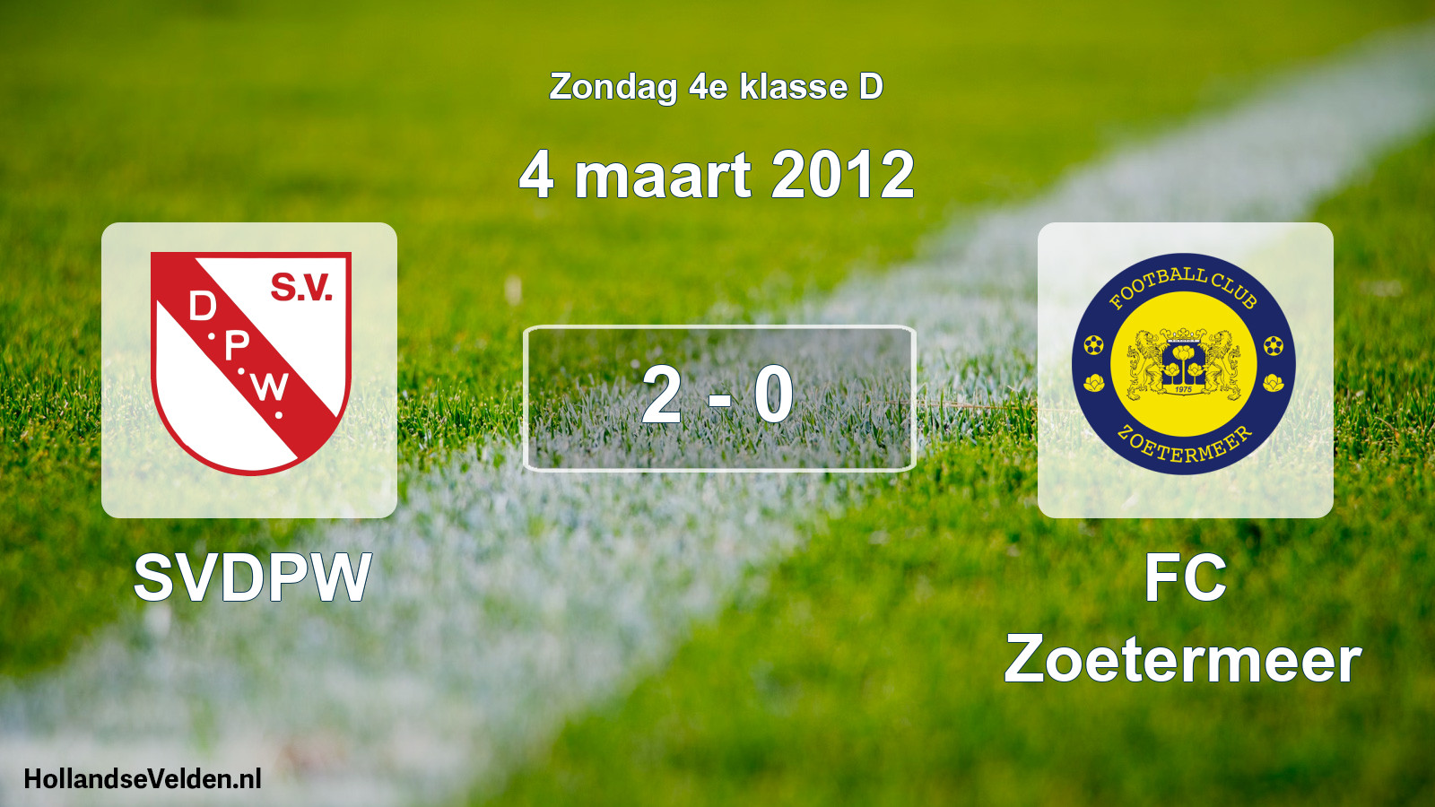 Total number of matches played: SVDPW - FC Zoetermeer 2 - 0 (4 March 2012)