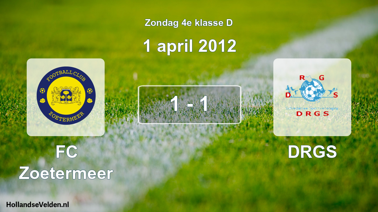 Total number of matches played: FC Zoetermeer - DRGS 1 - 1 (1 April 2012)