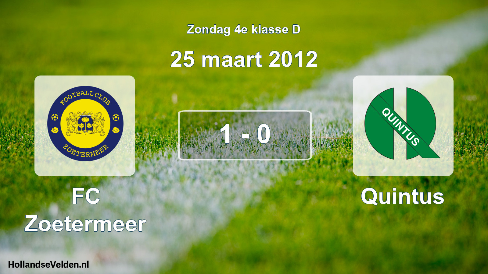 Total number of matches played: FC Zoetermeer - Quintus 1 - 0 (25 March 2012)