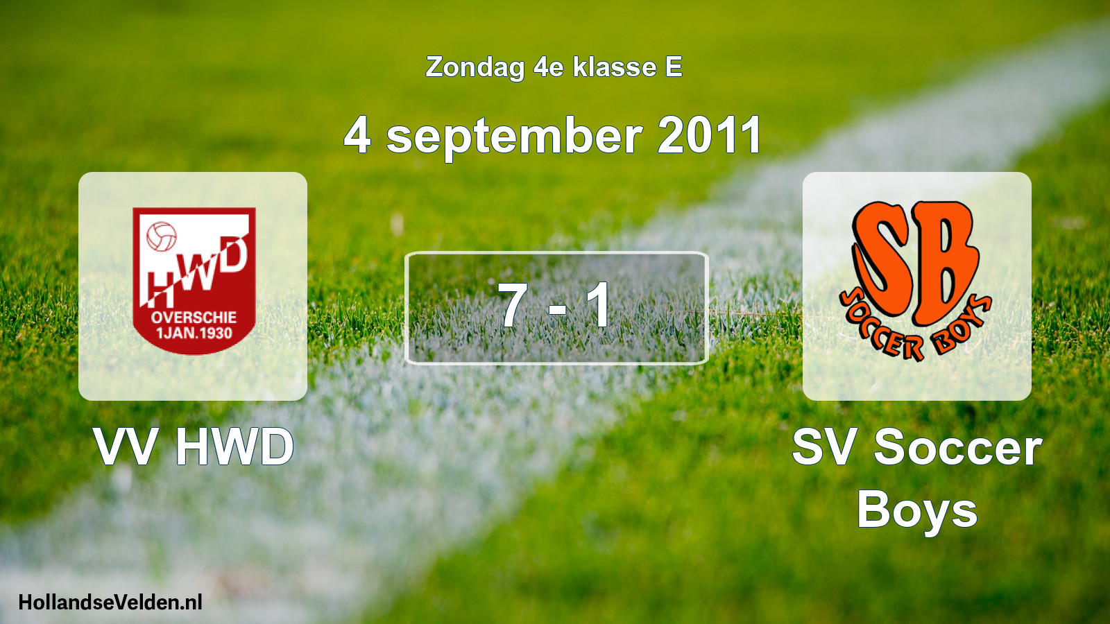 Total number of matches played: VV HWD - SV Soccer Boys 7 - 1 (4 September 2011)