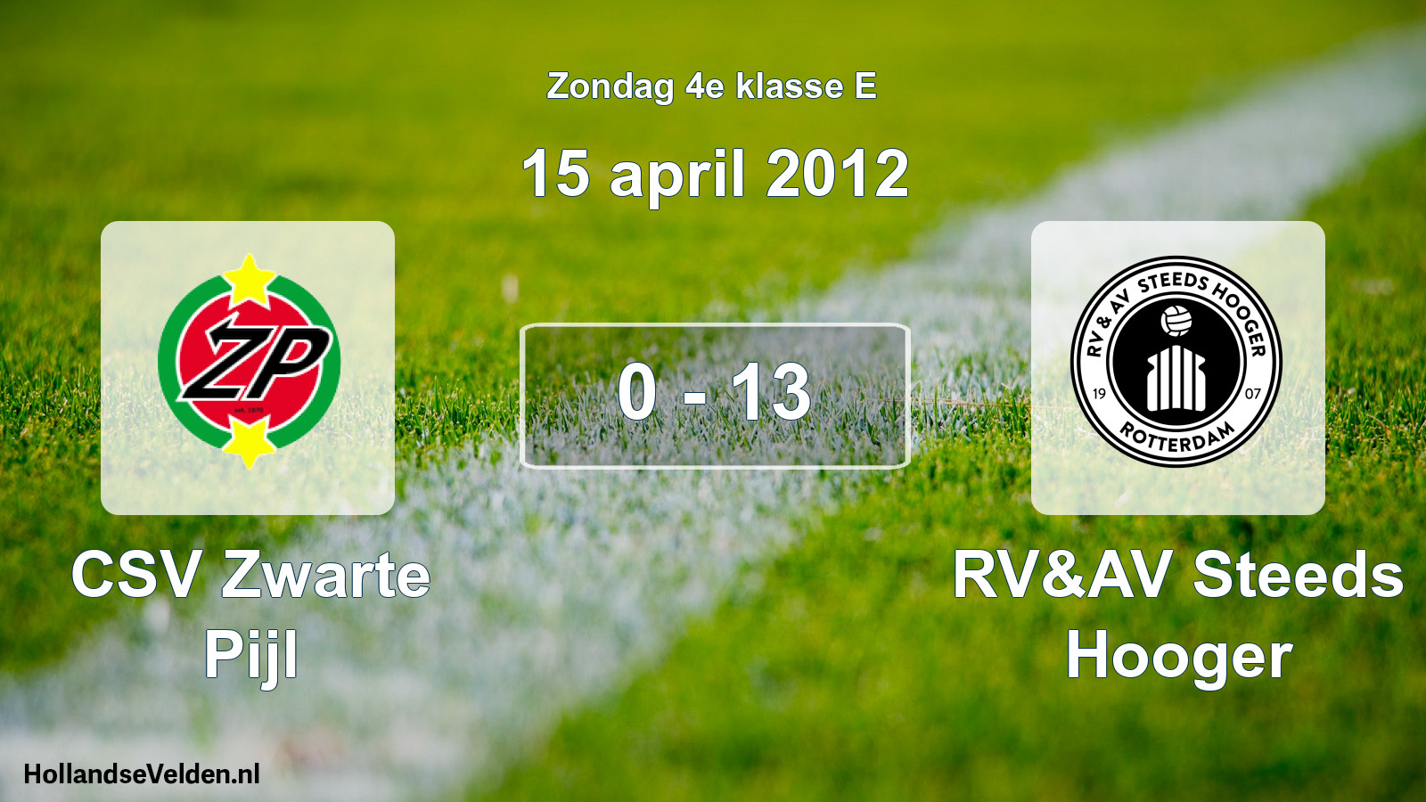 Total number of matches played: CSV Zwarte Pijl - RV&AV Steeds Hooger 0 - 13 (15 April 2012)