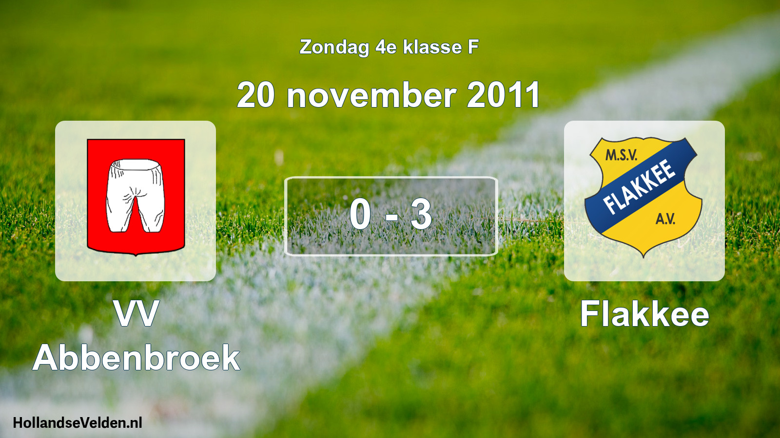 Total number of matches played: VV Abbenbroek - Flakkee 0 - 3 (20 November 2011)