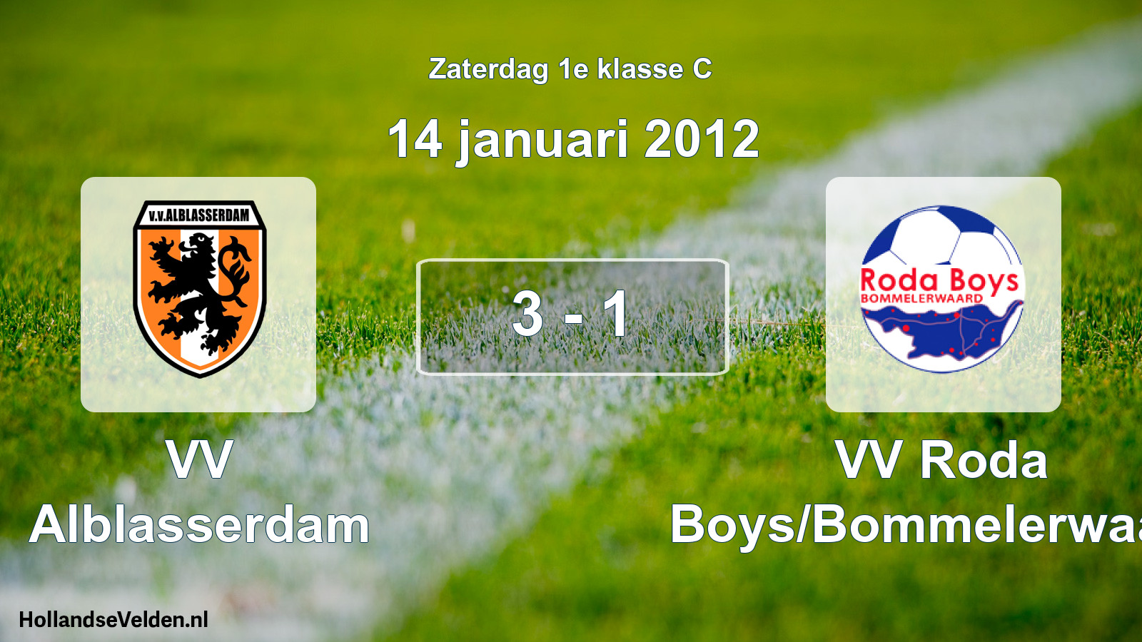 Total number of matches played: VV Alblasserdam - VV Roda Boys/Bommelerwaard 3 - 1 (14 January 2012)