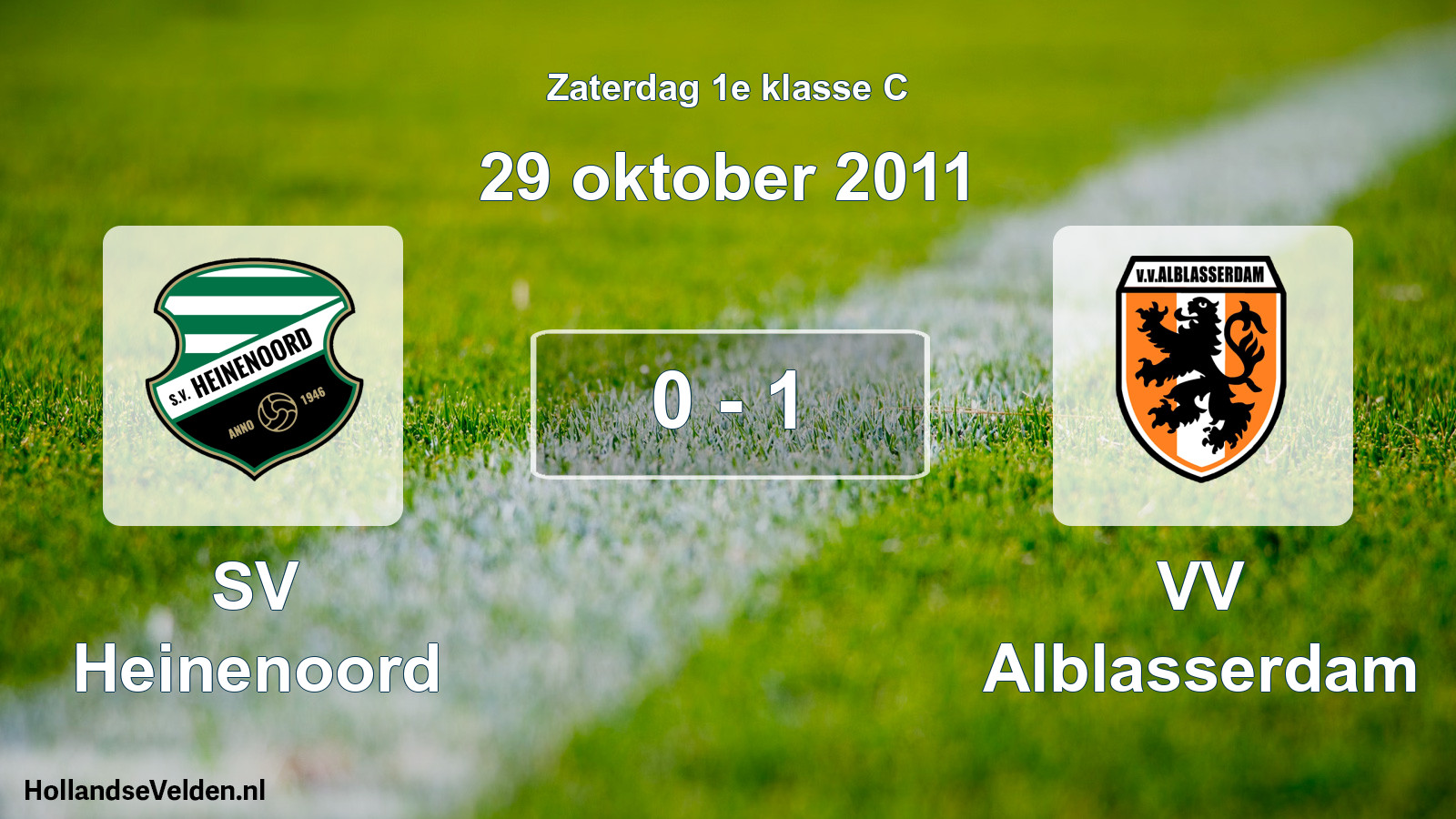 Total number of matches played: SV Heinenoord - VV Alblasserdam 0 - 1 (29 October 2011)