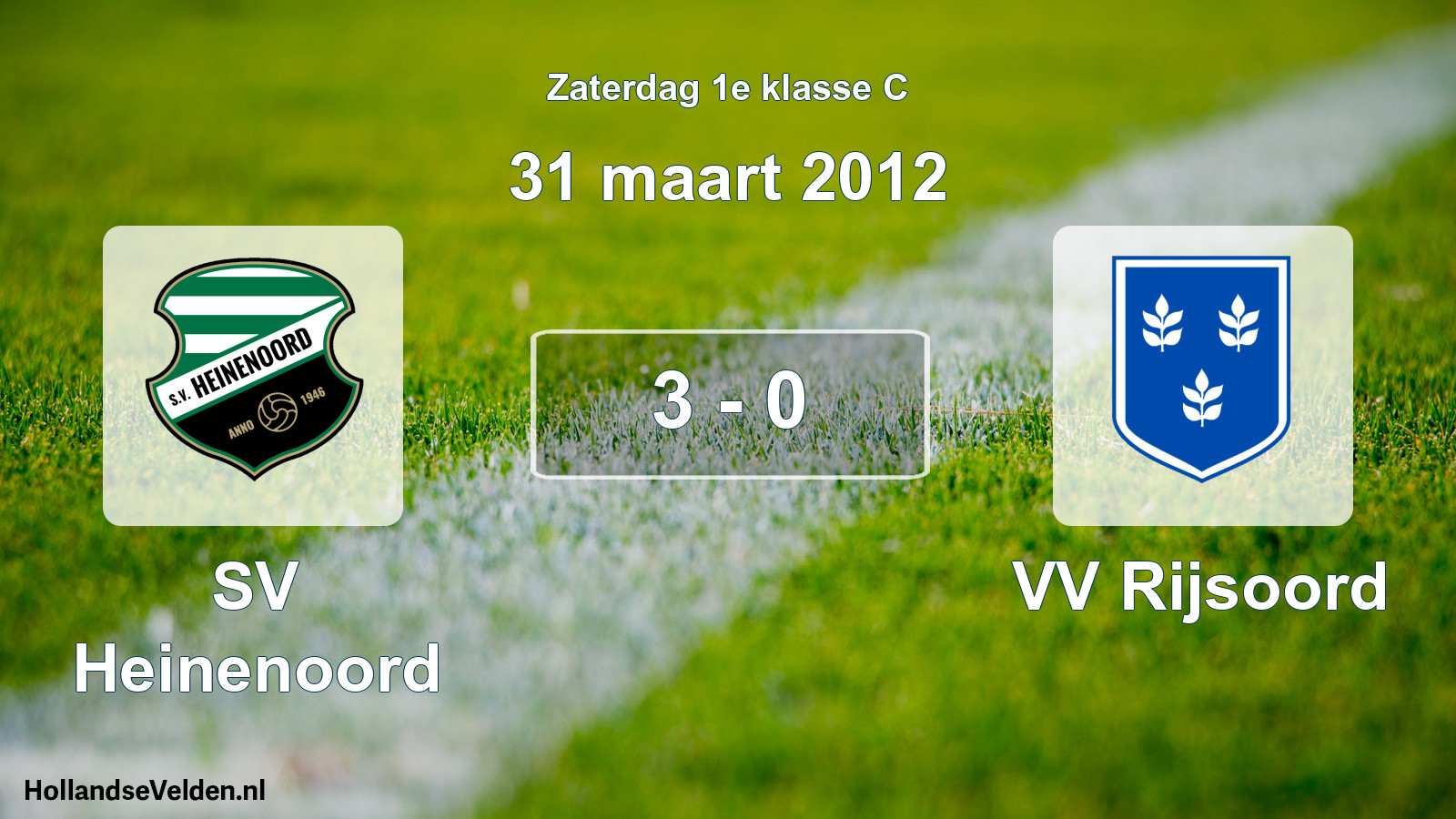 Total number of matches played: SV Heinenoord - VV Rijsoord 3 - 0 (31 March 2012)