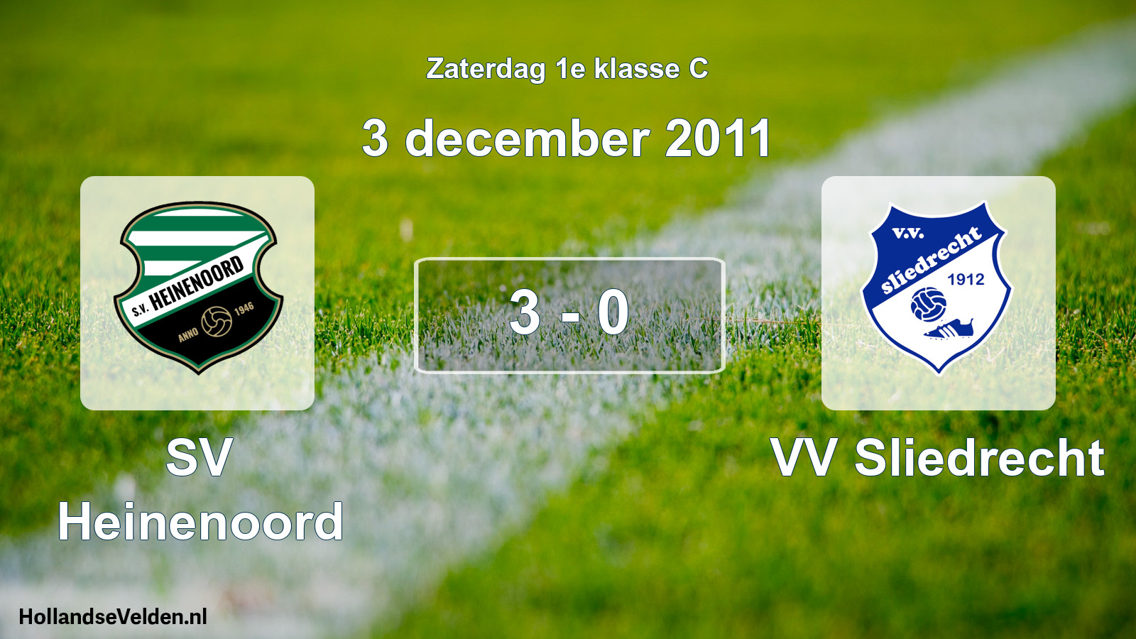 Total number of matches played: SV Heinenoord - VV Sliedrecht 3 - 0 (3 December 2011)