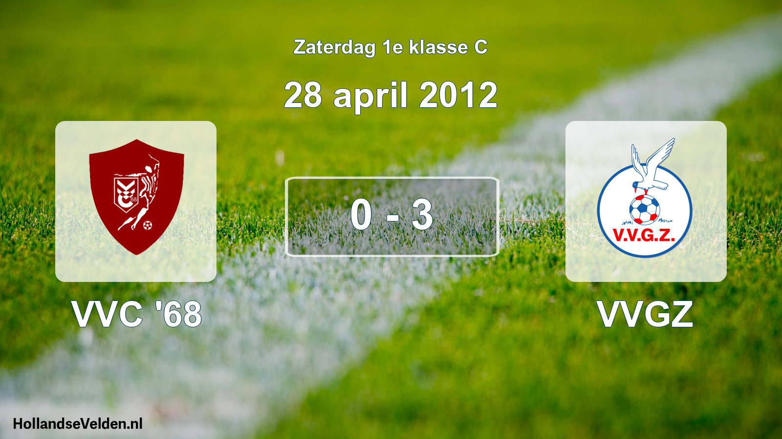 Total number of matches played: VVC '68 - VVGZ 0 - 3 (28 April 2012)