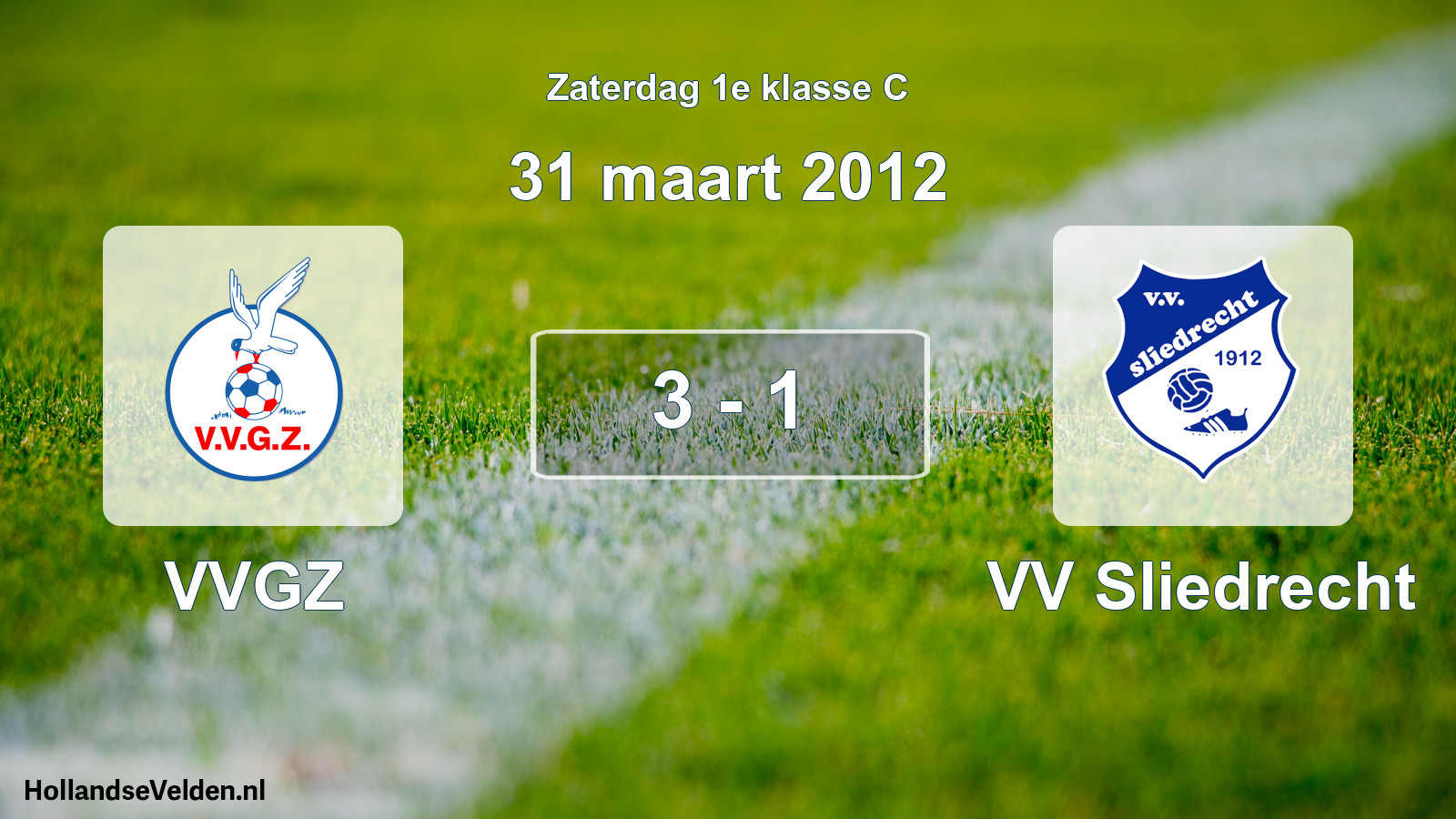 Total number of matches played: VVGZ - VV Sliedrecht 3 - 1 (31 March 2012)