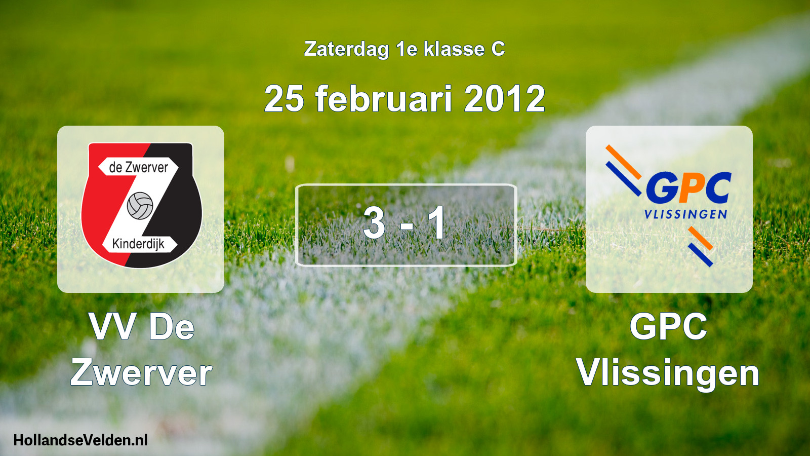 Total number of matches played: VV De Zwerver - GPC Vlissingen 3 - 1 (25 February 2012)