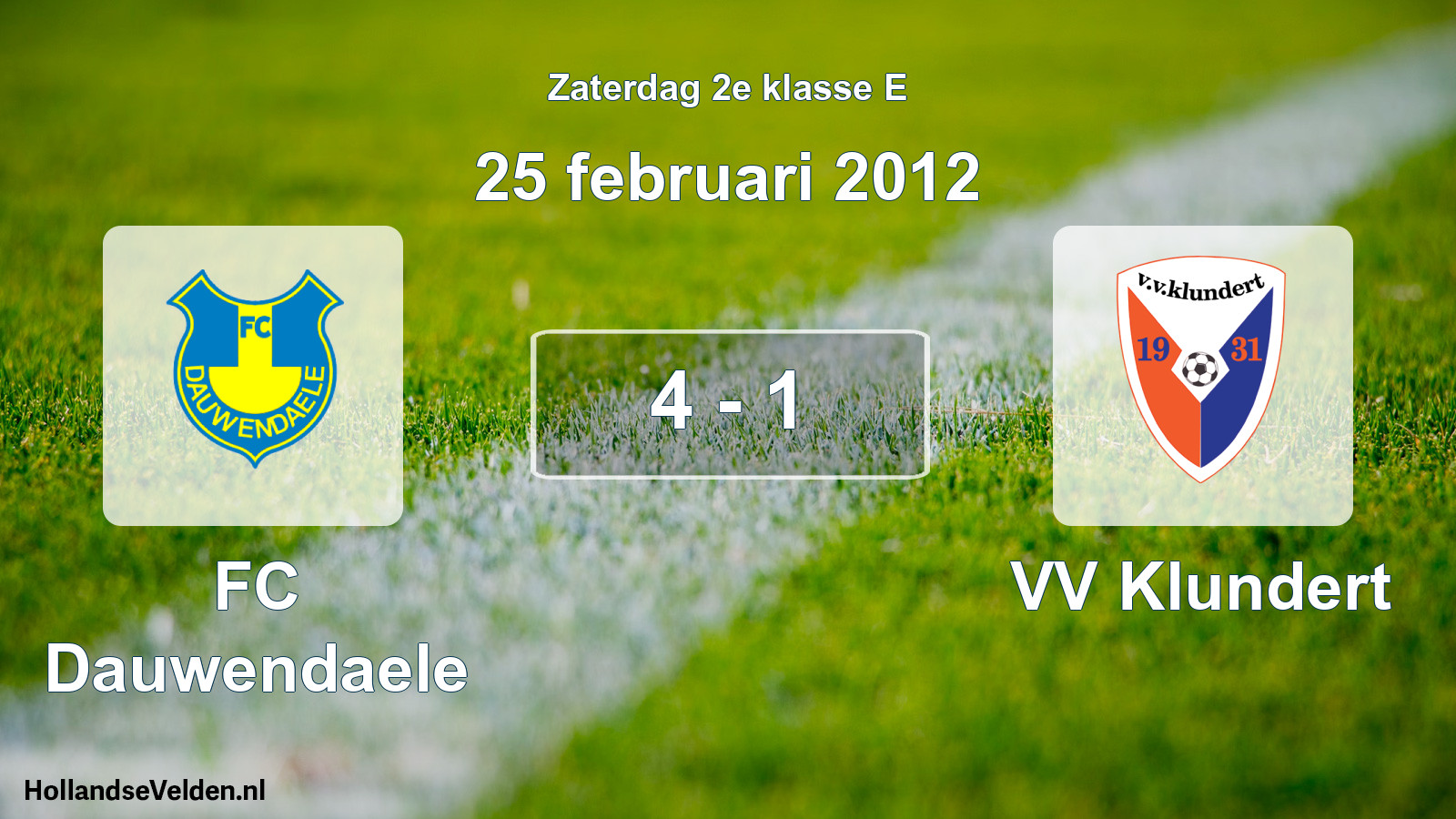 Total number of matches played: FC Dauwendaele - VV Klundert 4 - 1 (25 February 2012)