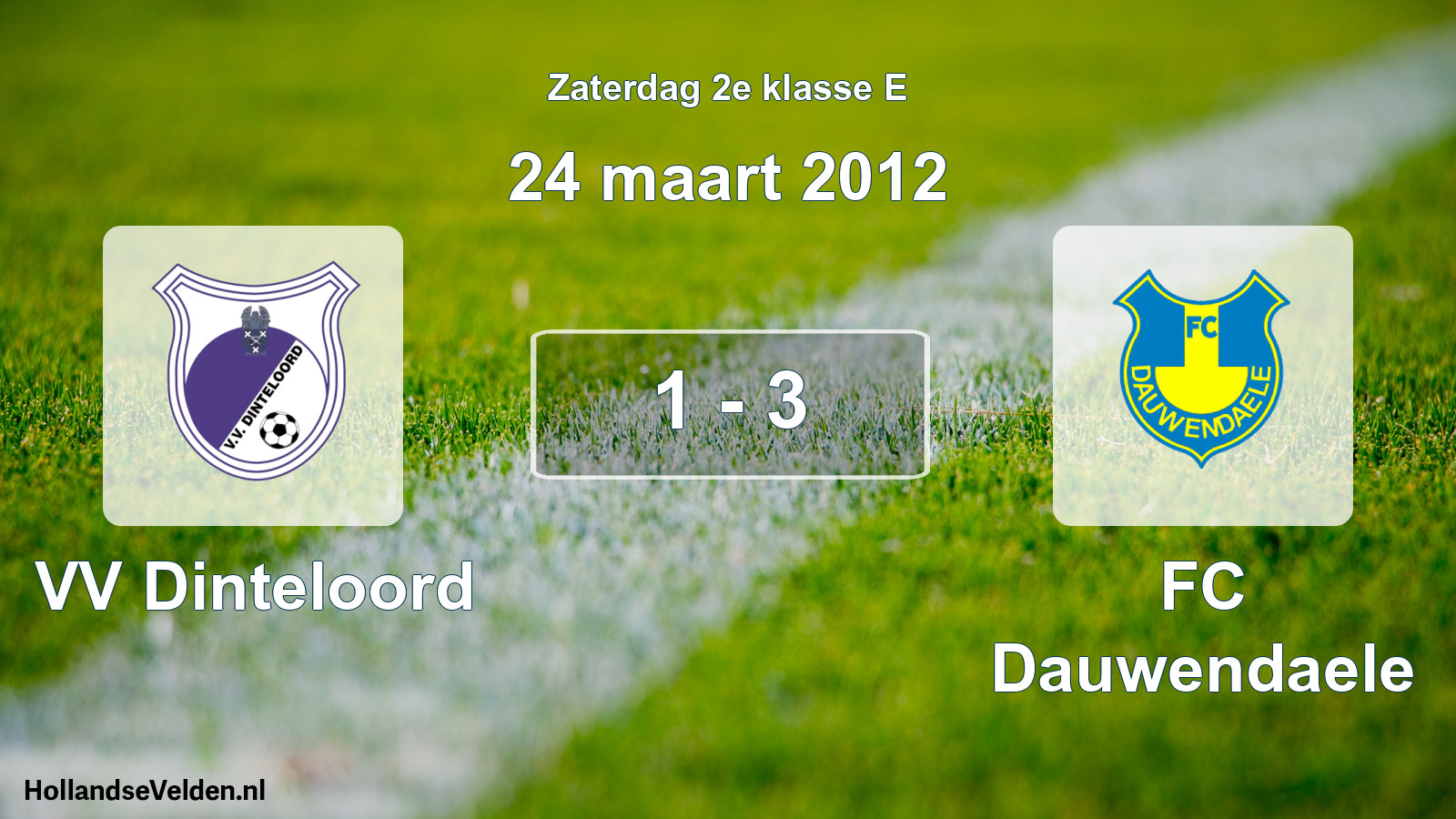 Total number of matches played: VV Dinteloord - FC Dauwendaele 1 - 3 (24 March 2012)