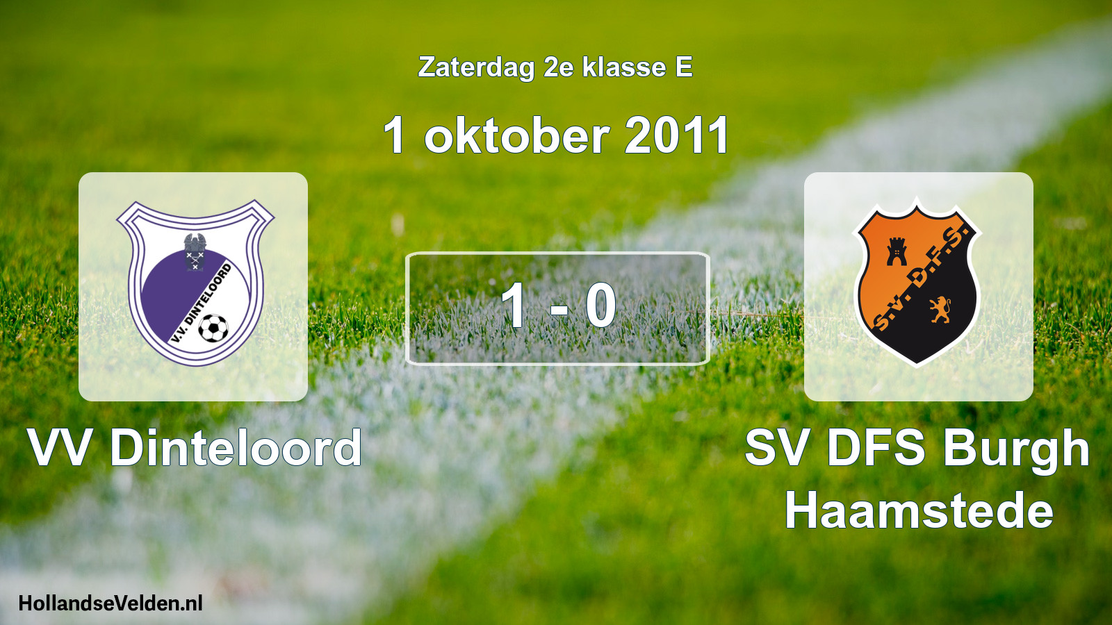 Total number of matches played: VV Dinteloord - SV DFS Burgh Haamstede 1 - 0 (1 October 2011)