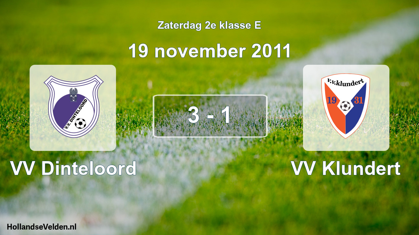 Total number of matches played: VV Dinteloord - VV Klundert 3 - 1 (19 November 2011)