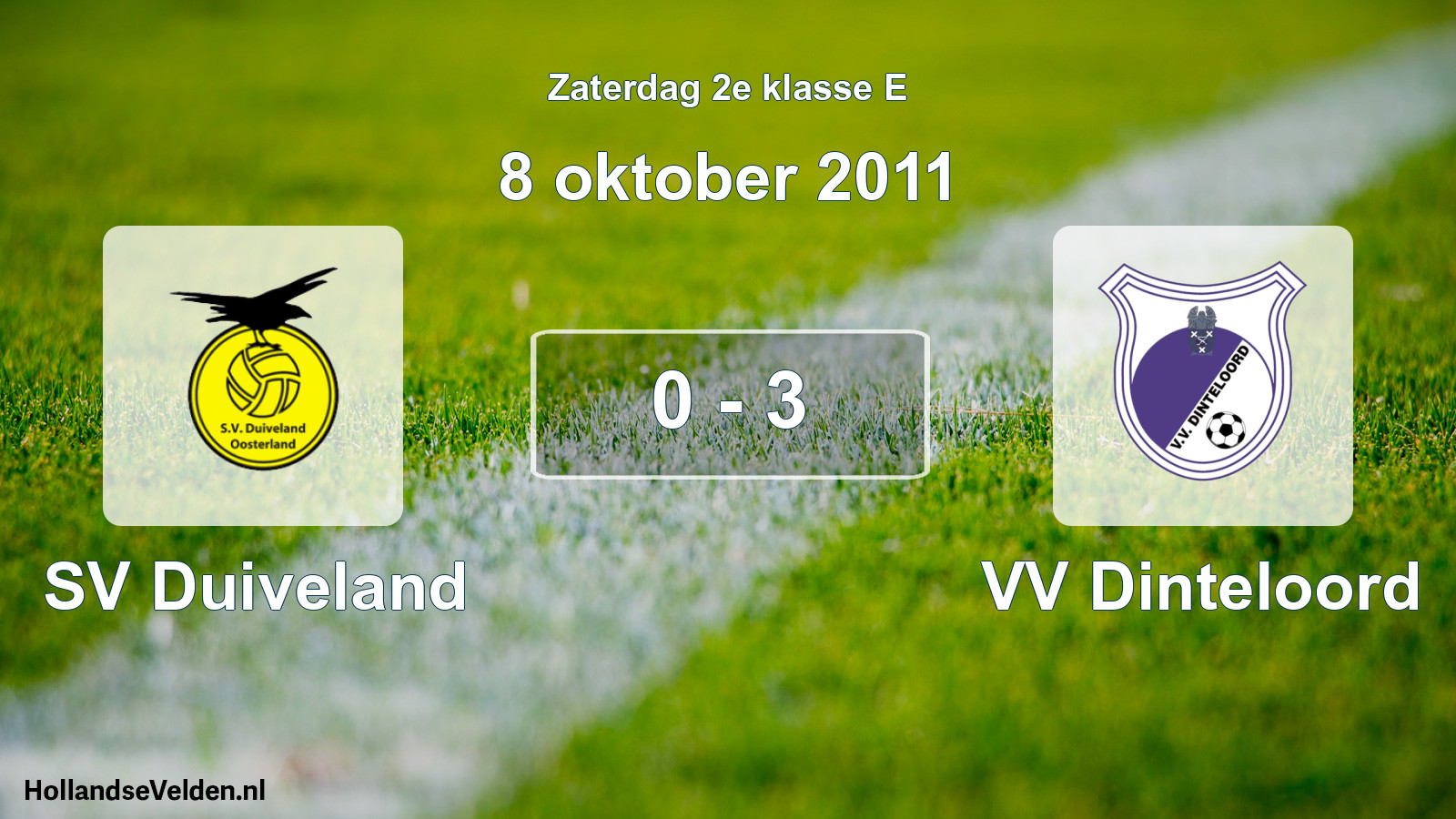Total number of matches played: SV Duiveland - VV Dinteloord 0 - 3 (8 October 2011)