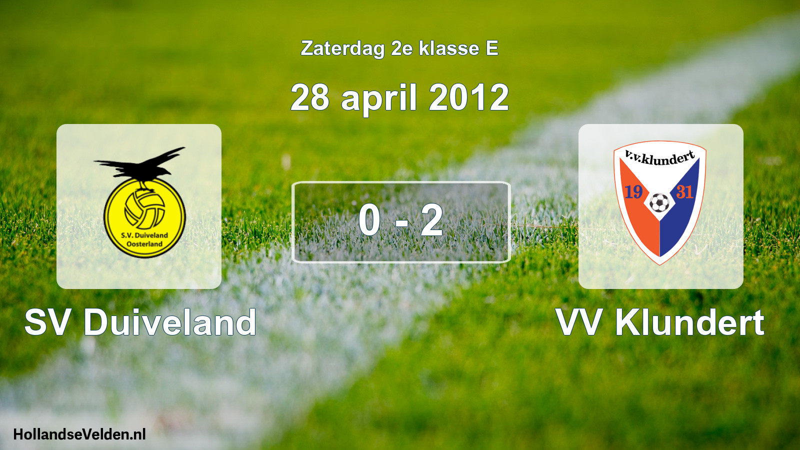 Total number of matches played: SV Duiveland - VV Klundert 0 - 2 (28 April 2012)
