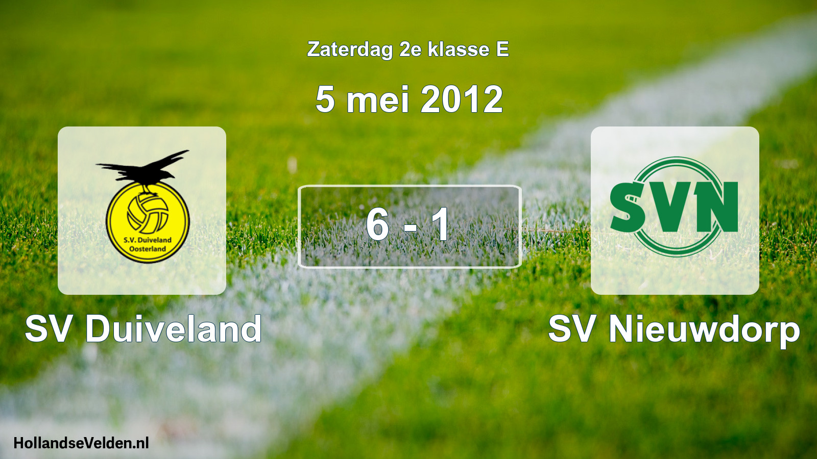 Total number of matches played: SV Duiveland - SV Nieuwdorp 6 - 1 (5 May 2012)