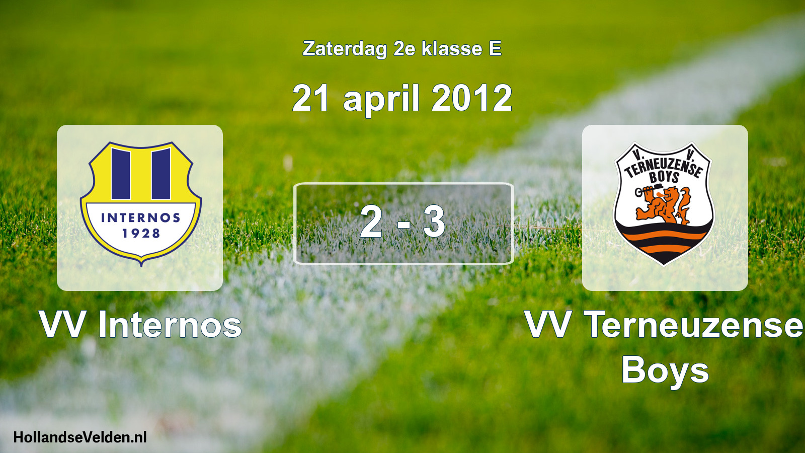 Total number of matches played: VV Internos - VV Terneuzense Boys 2 - 3 (21 April 2012)