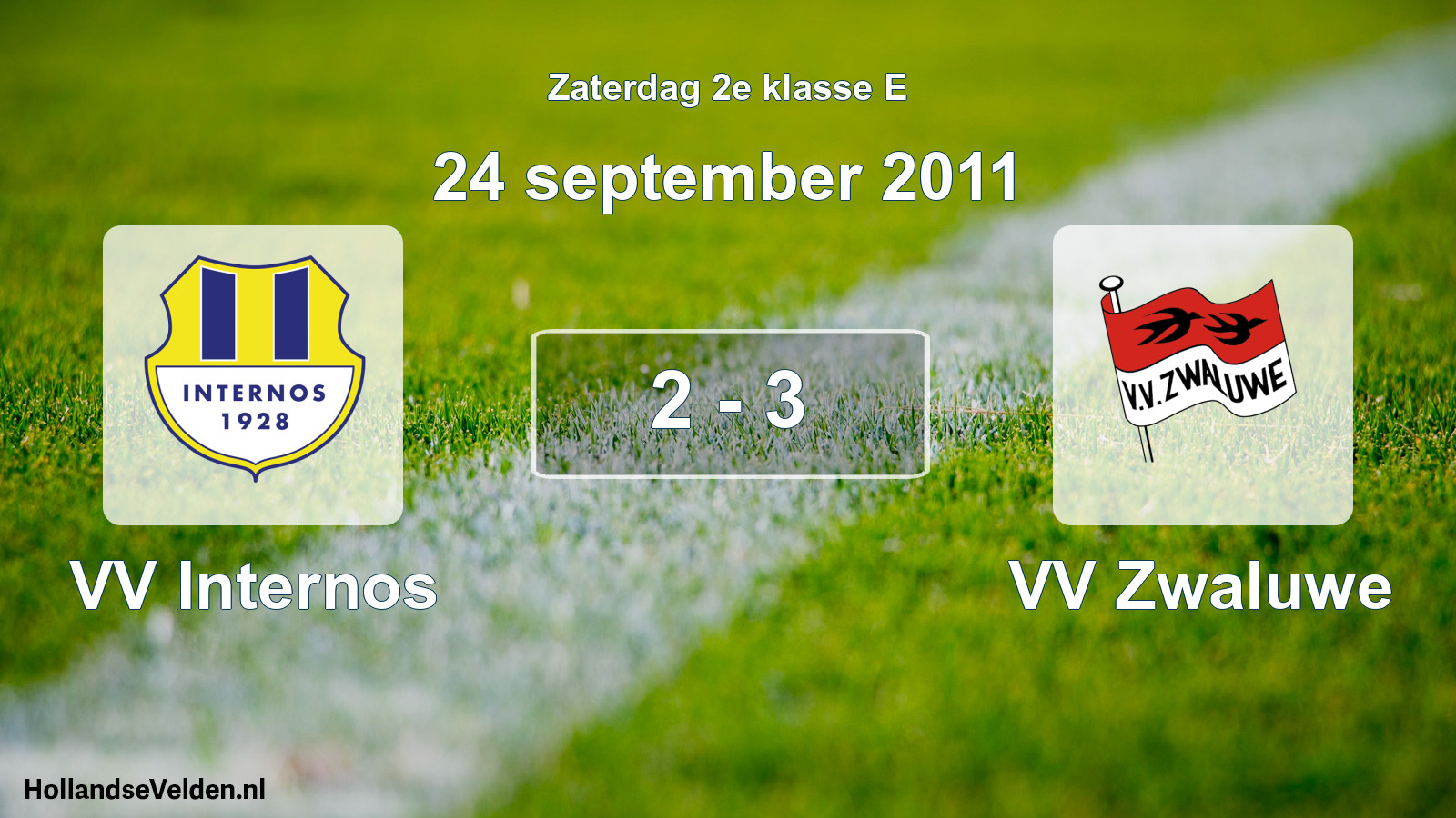 Total number of matches played: VV Internos - VV Zwaluwe 2 - 3 (24 September 2011)