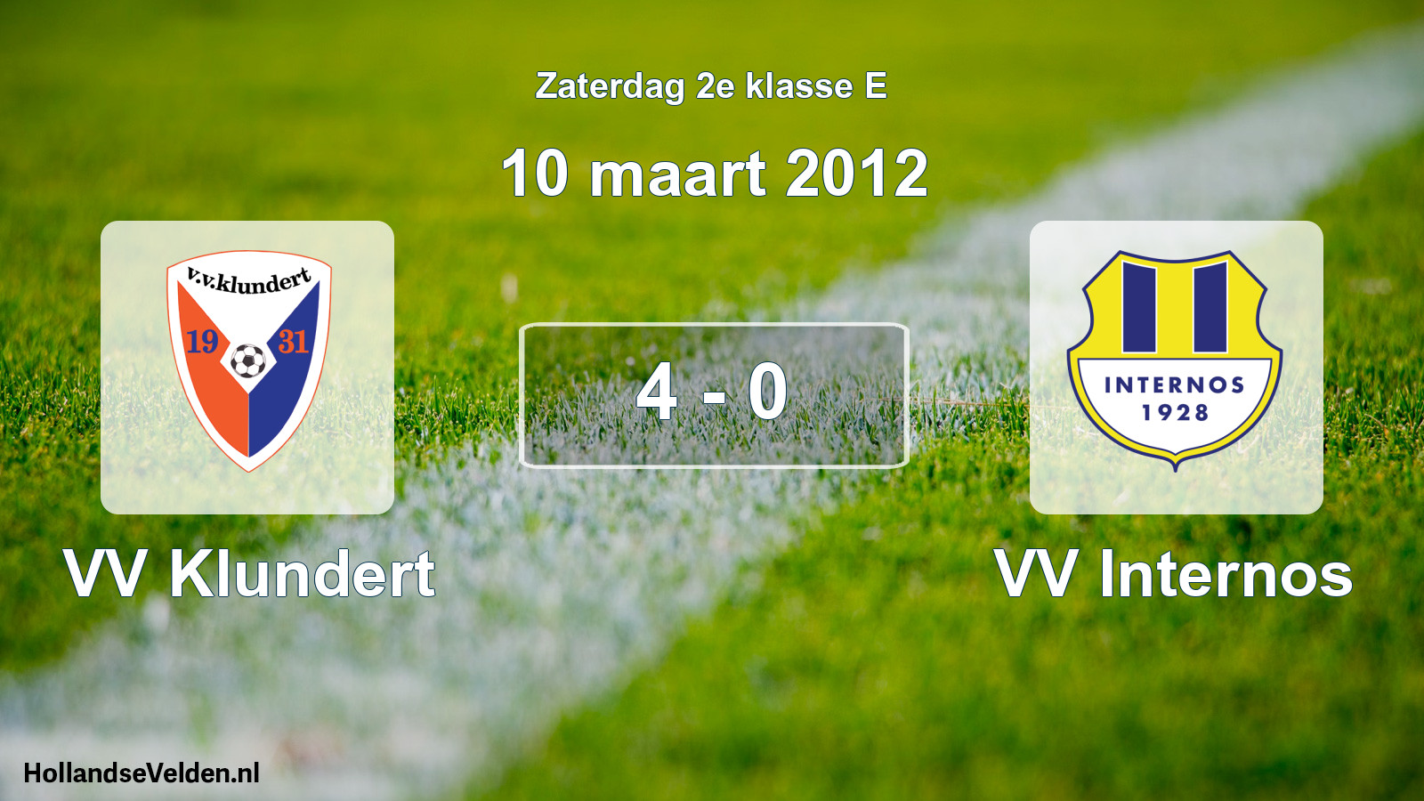 Total number of matches played: VV Klundert - VV Internos 4 - 0 (10 March 2012)