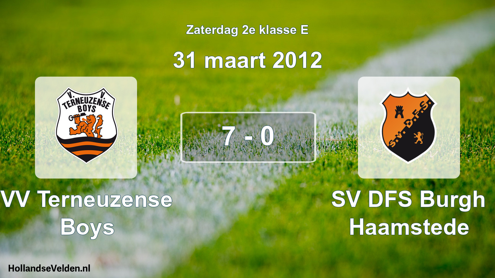 Total number of matches played: VV Terneuzense Boys - SV DFS Burgh Haamstede 7 - 0 (31 March 2012)