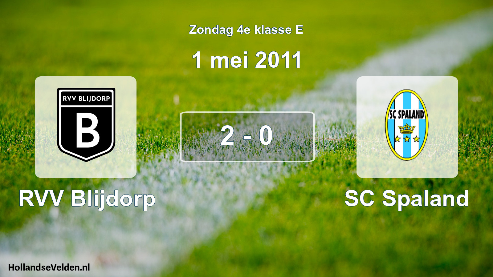 Total number of matches played: RVV Blijdorp - SC Spaland 2 - 0 (1 May 2011)