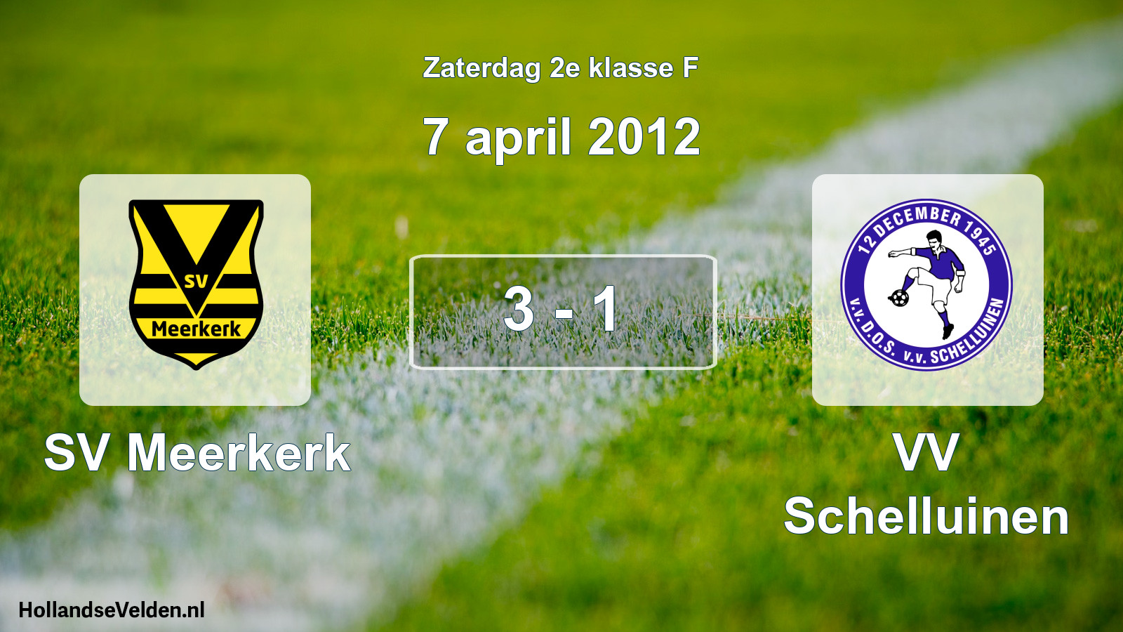 Total number of matches played: SV Meerkerk - VV Schelluinen 3 - 1 (7 April 2012)