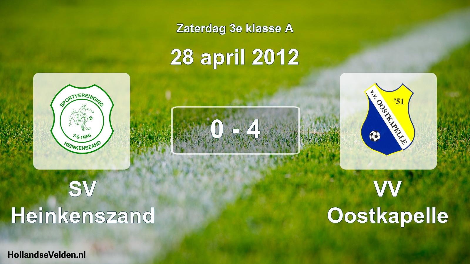 Total number of matches played: SV Heinkenszand - VV Oostkapelle 0 - 4 (28 April 2012)