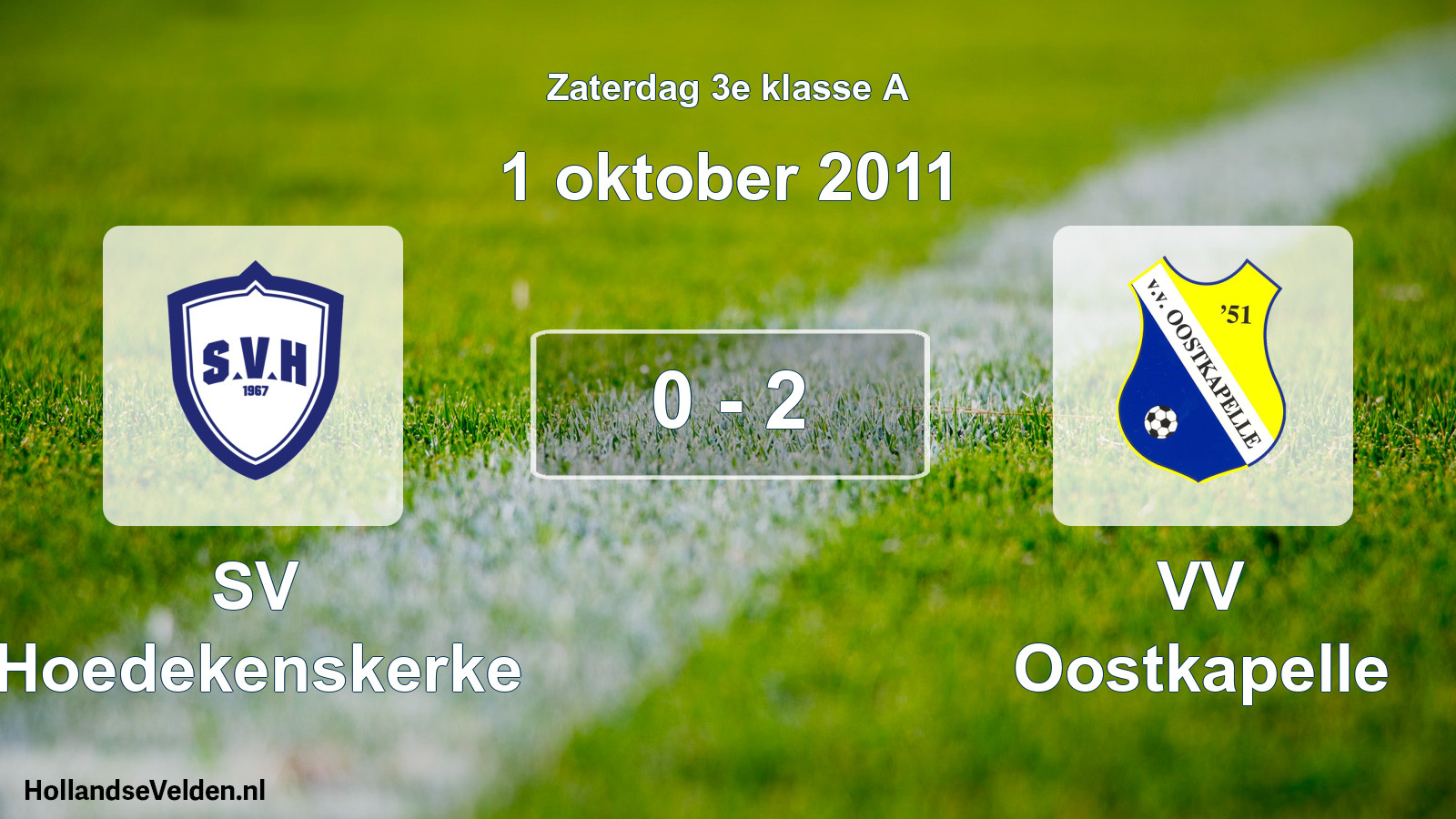 Total number of matches played: SV Hoedekenskerke - VV Oostkapelle 0 - 2 (1 October 2011)
