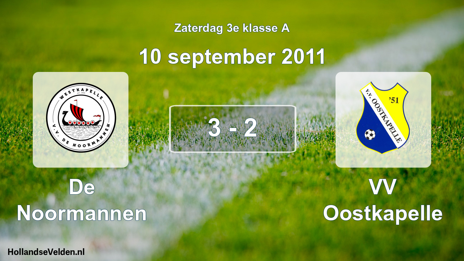 Total number of matches played: De Noormannen - VV Oostkapelle 3 - 2 (10 September 2011)