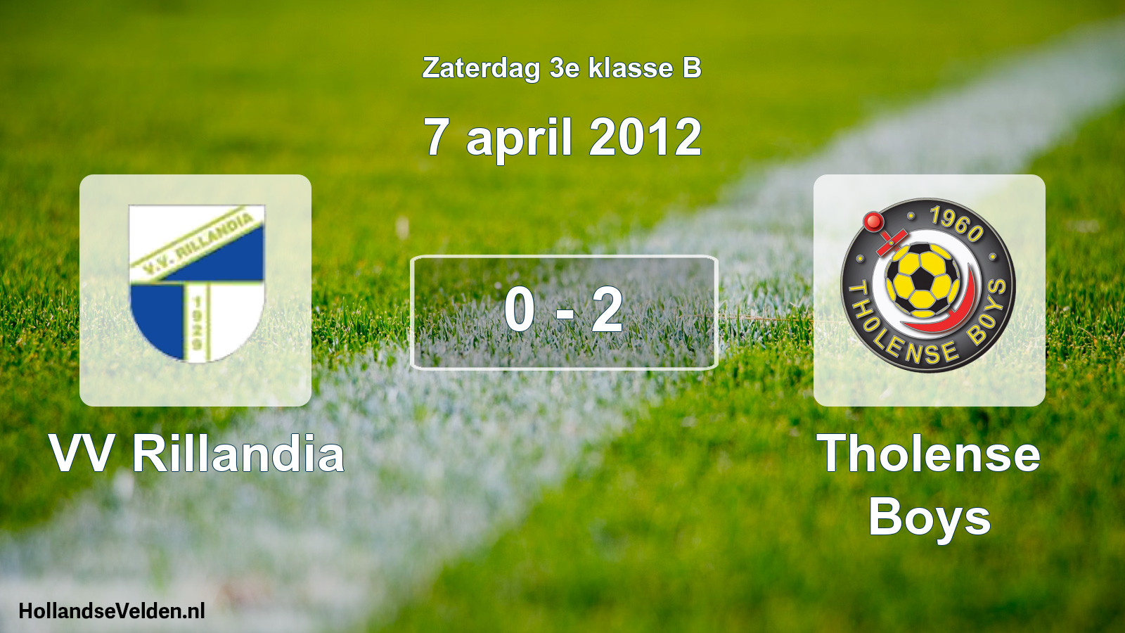 Total number of matches played: VV Rillandia - Tholense Boys 0 - 2 (7 April 2012)